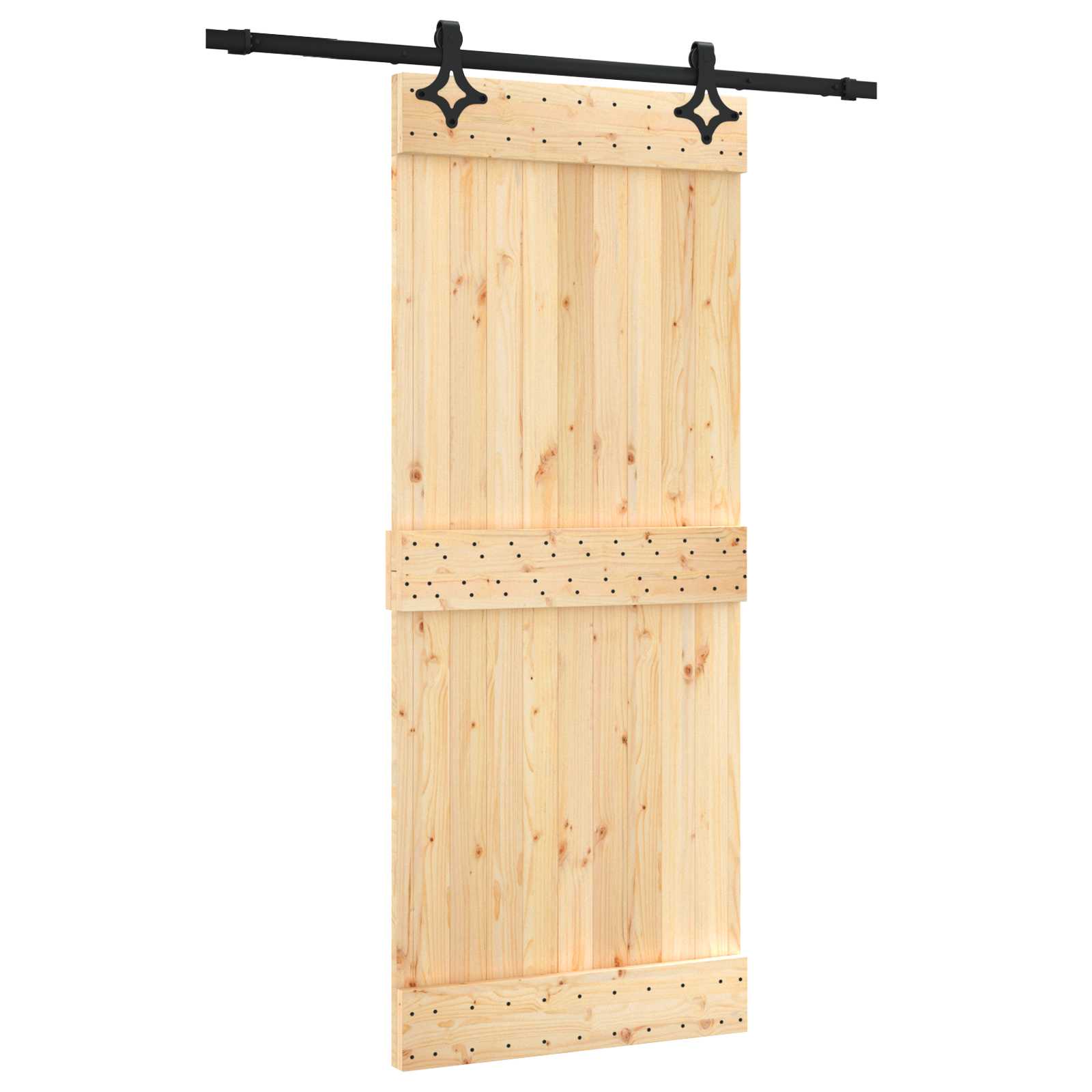 Συρόμενη Πόρτα Φυσικό και Μαύρο 85 x 210 cm - Pakobazaar