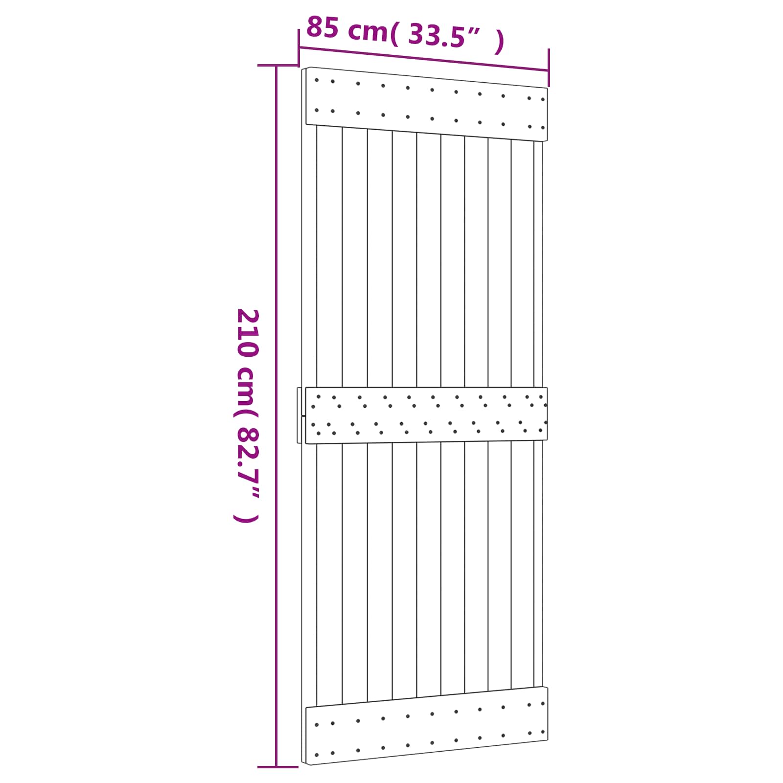 Συρόμενη Πόρτα Φυσικό και Μαύρο 85 x 210 cm - Pakobazaar