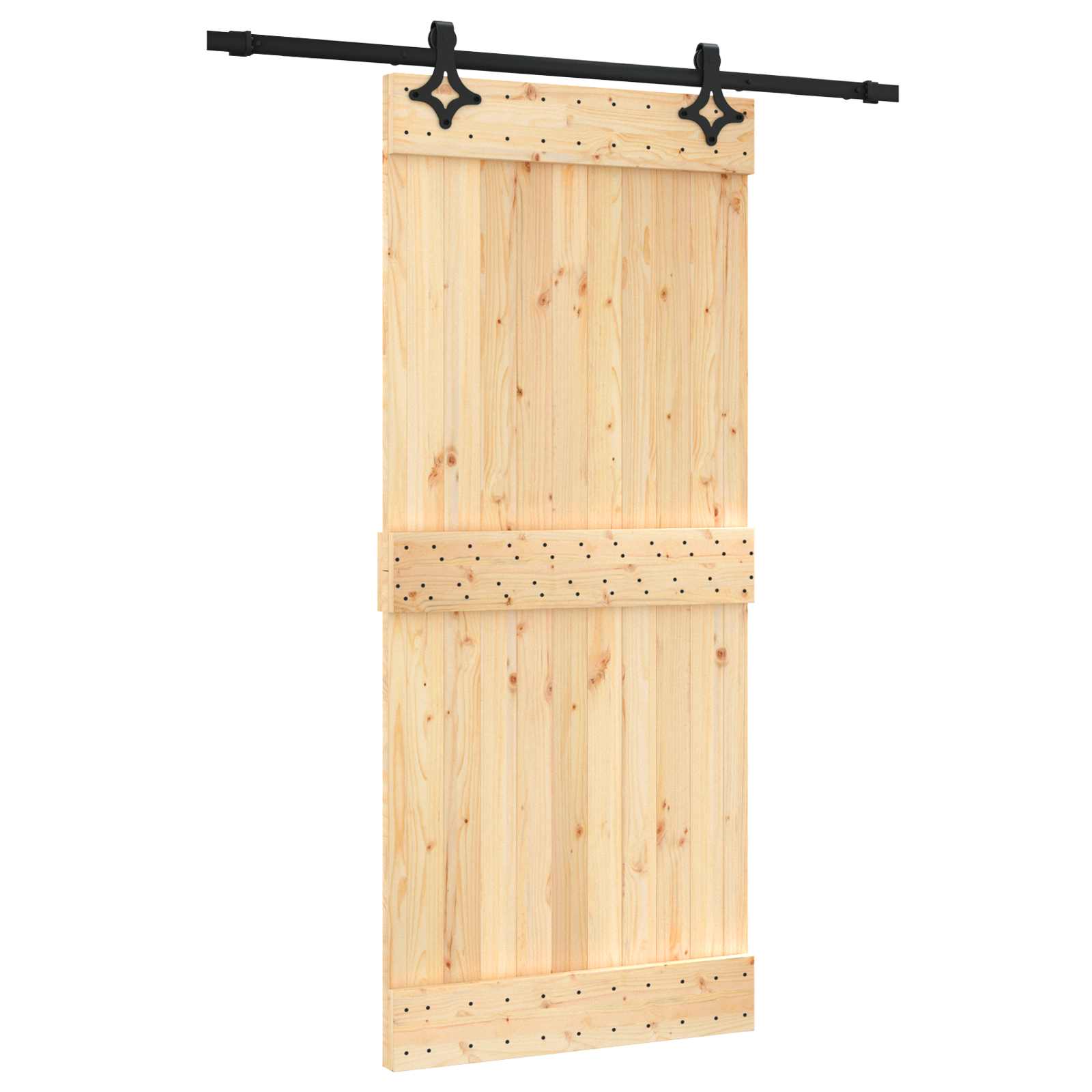Συρόμενη Πόρτα Φυσικό και Μαύρο 90 x 210 cm - Pakobazaar