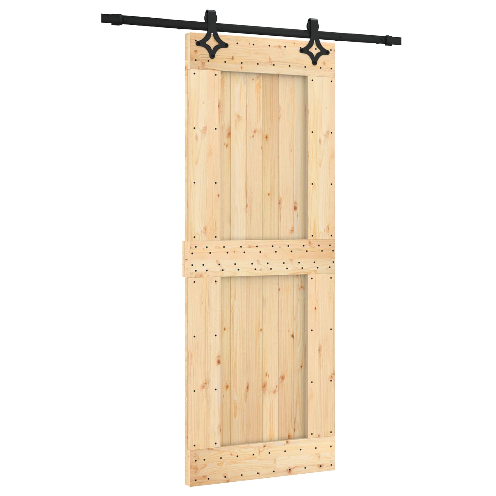 Συρόμενη Πόρτα Φυσικό και Μαύρο 80 x 210 cm