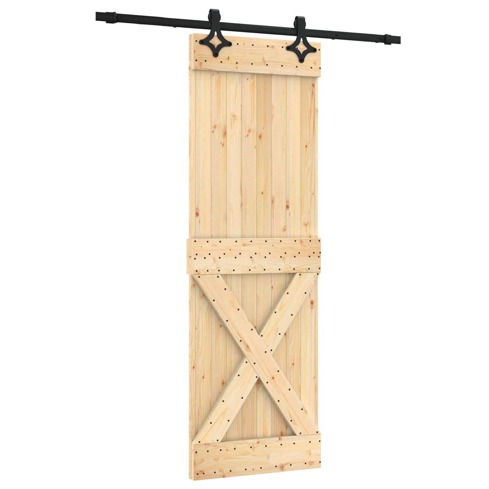 Συρόμενη Πόρτα Φυσικό και Μαύρο 70 x 210 cm