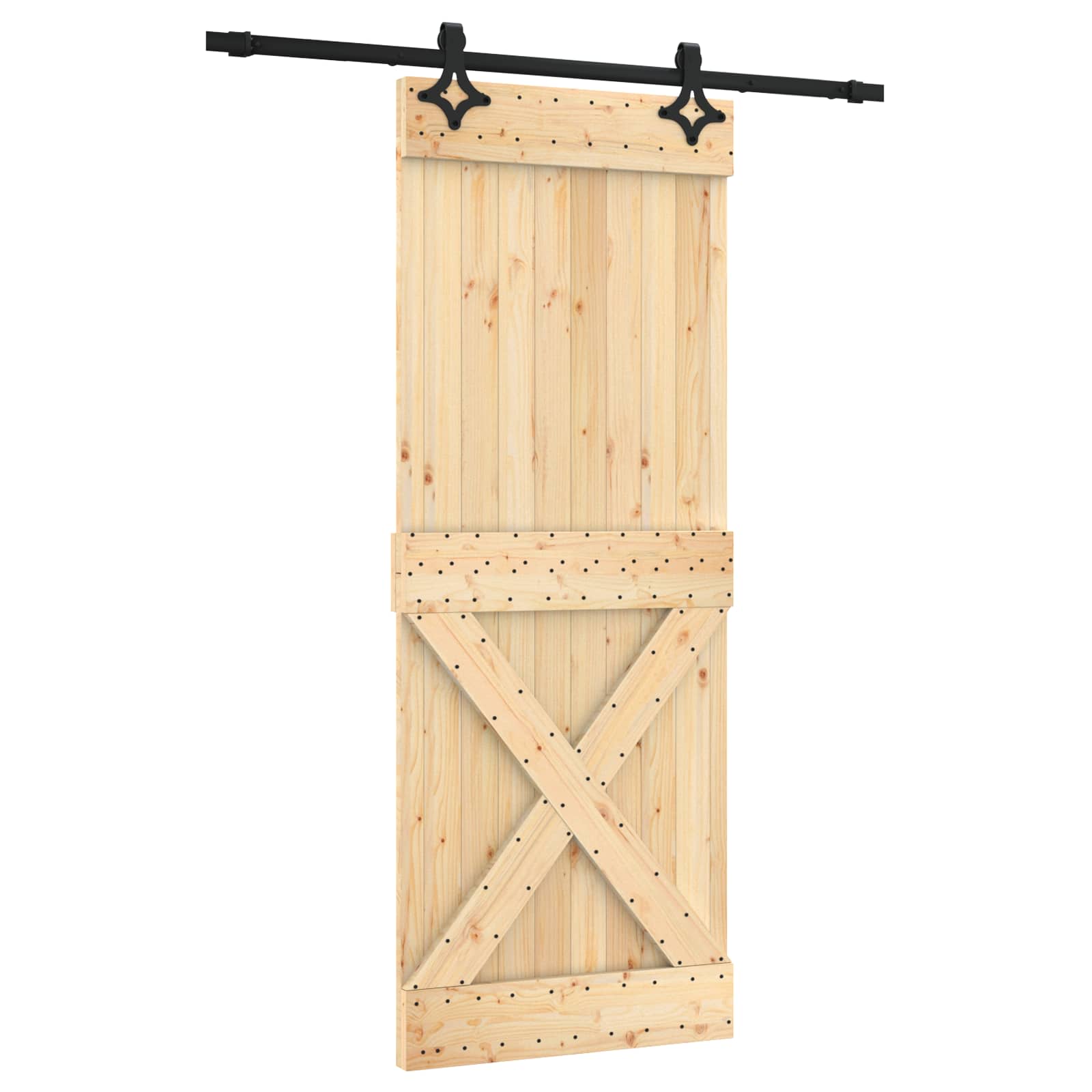 Συρόμενη Πόρτα Φυσικό και Μαύρο 80 x 210 cm - Pakobazaar