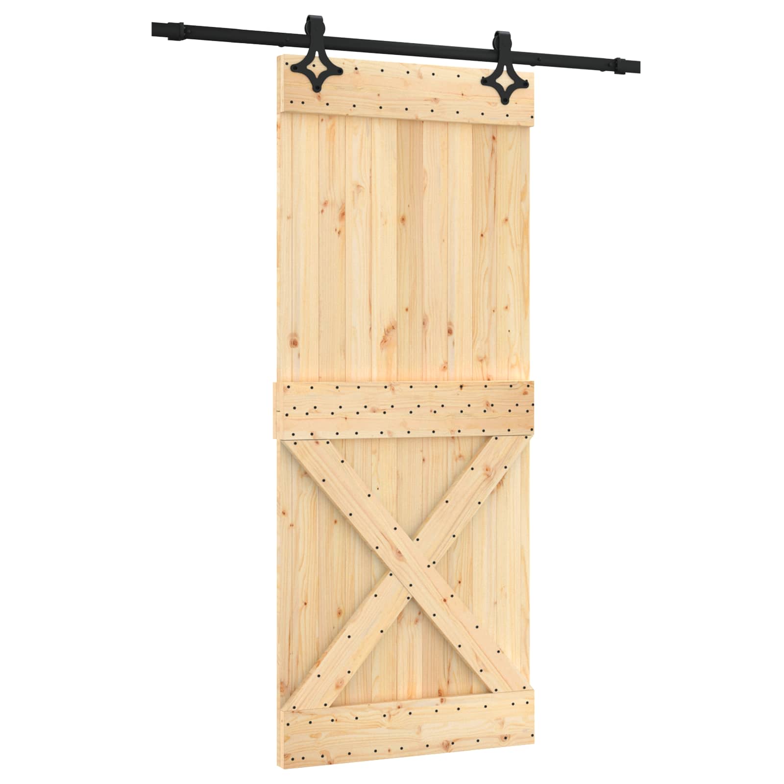 Συρόμενη Πόρτα Φυσικό και Μαύρο 85 x 210 cm