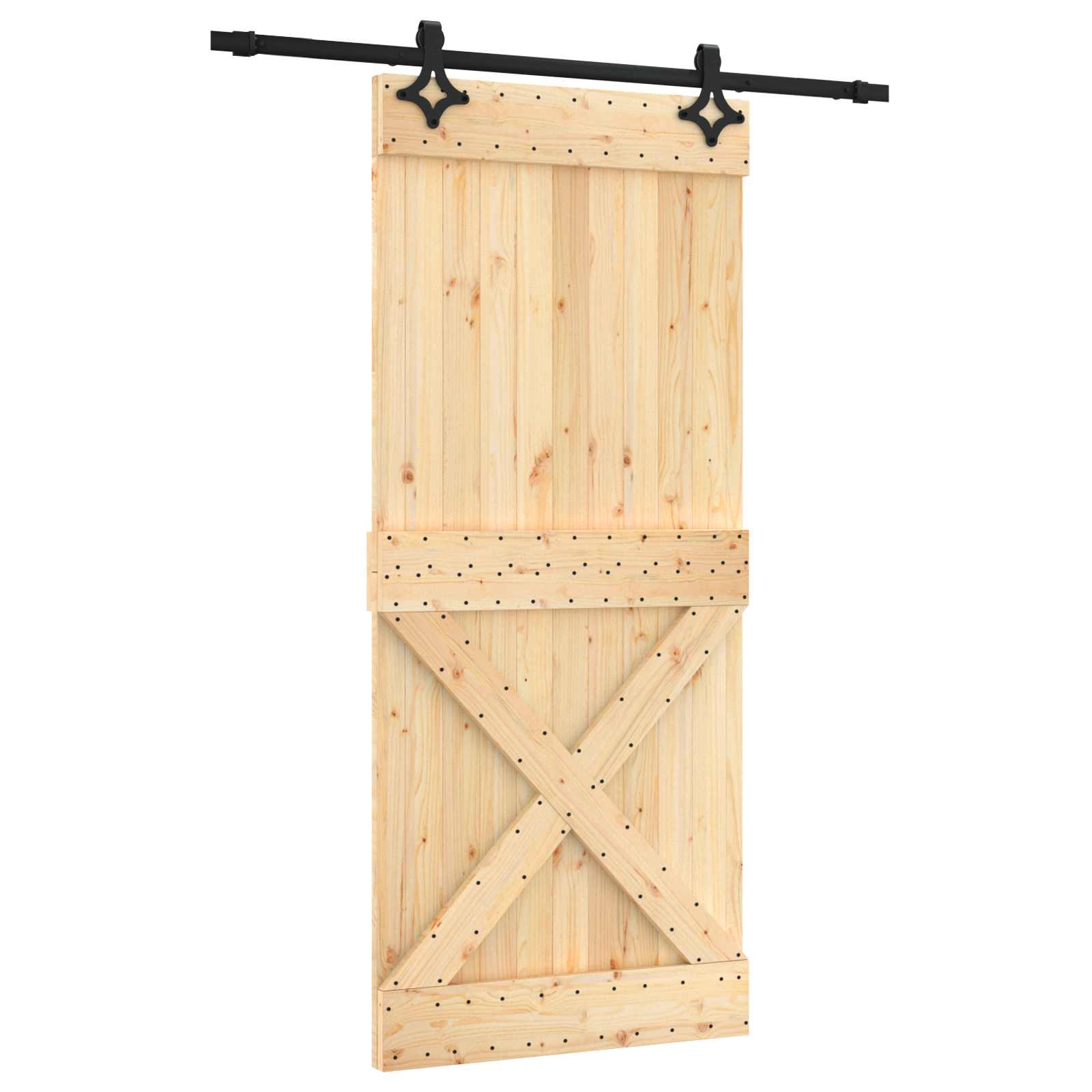 Συρόμενη Πόρτα Φυσικό και Μαύρο 90 x 210 cm