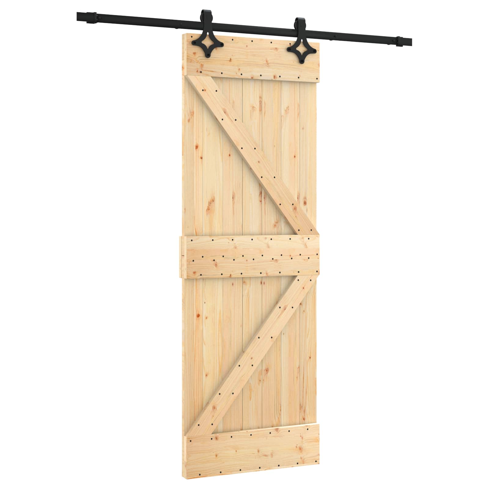 Συρόμενη Πόρτα Φυσικό και Μαύρο 70 x 210 cm - Pakobazaar