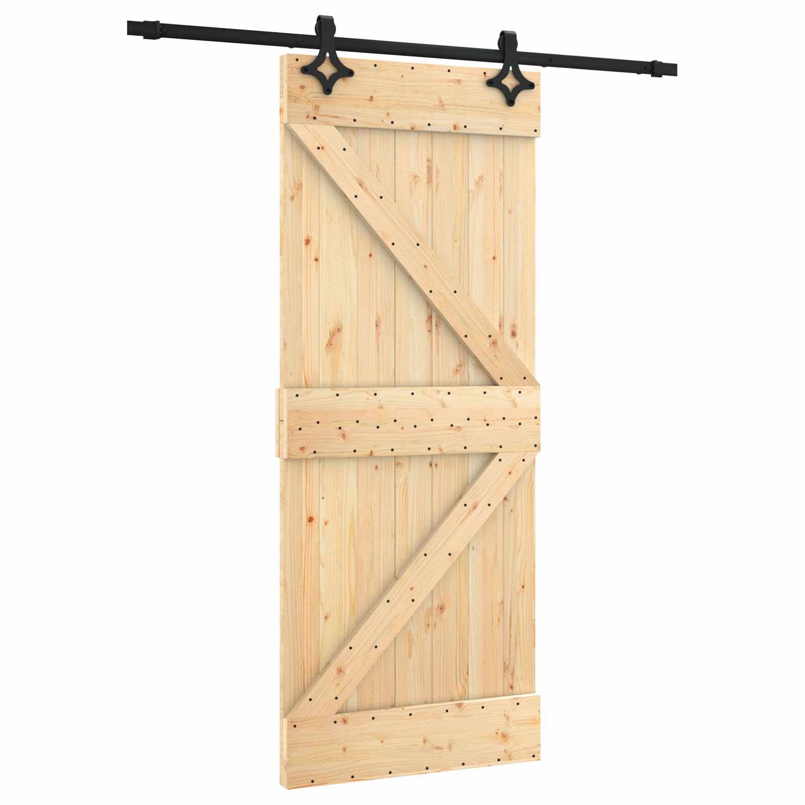 Συρόμενη Πόρτα Φυσικό και Μαύρο 85 x 210 cm - Pakobazaar
