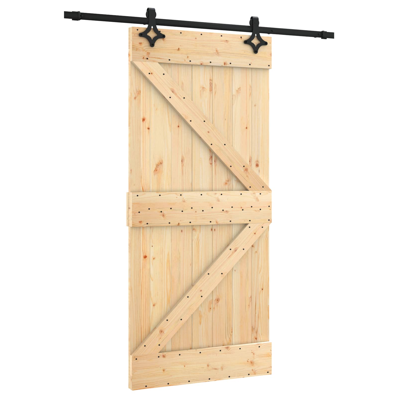 Συρόμενη Πόρτα Φυσικό και Μαύρο 95 x 210 cm - Pakobazaar