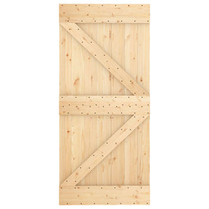 Συρόμενη Πόρτα Φυσικό και Μαύρο 95 x 210 cm - Pakobazaar