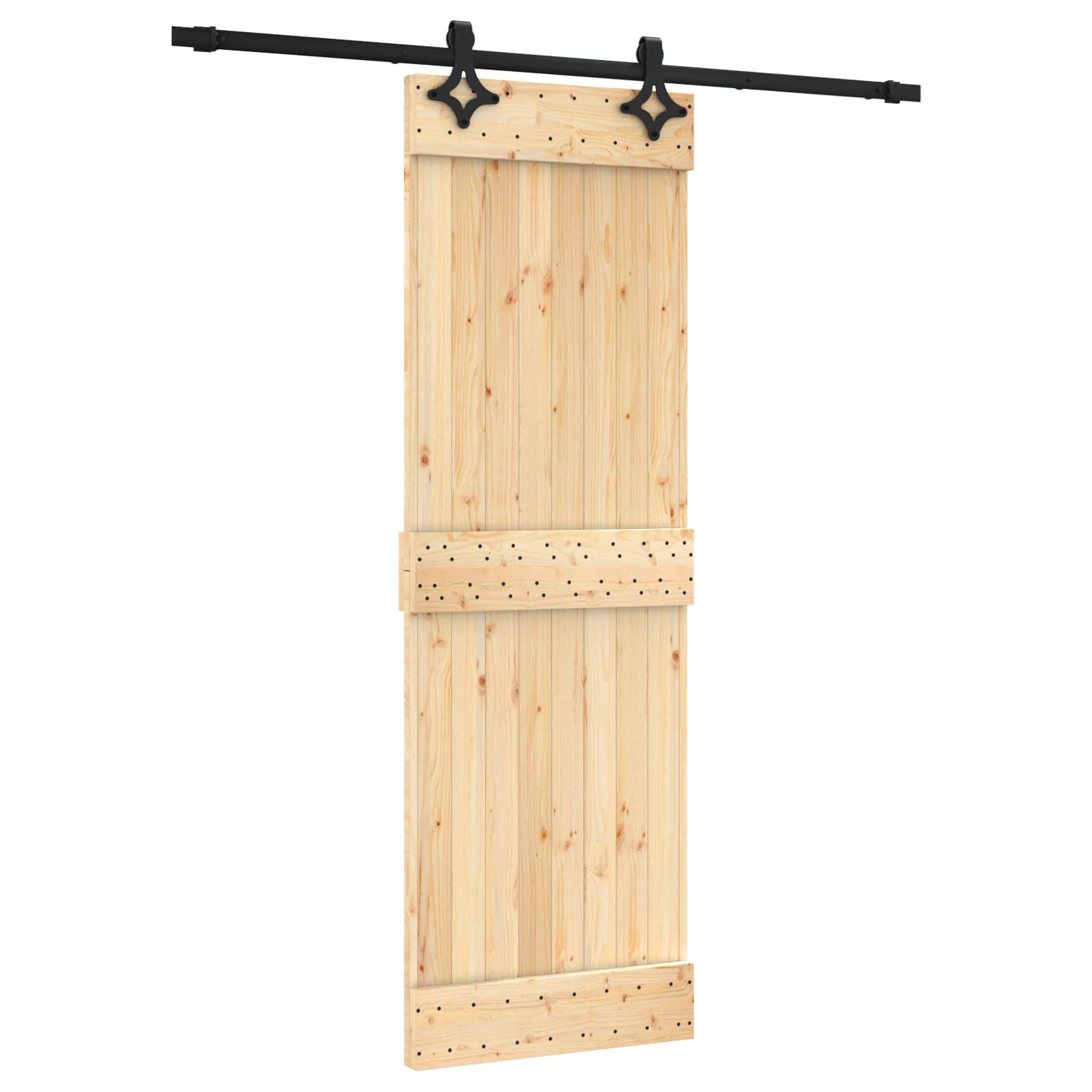 Συρόμενη Πόρτα Φυσικό και Μαύρο 70 x 210 cm - Pakobazaar