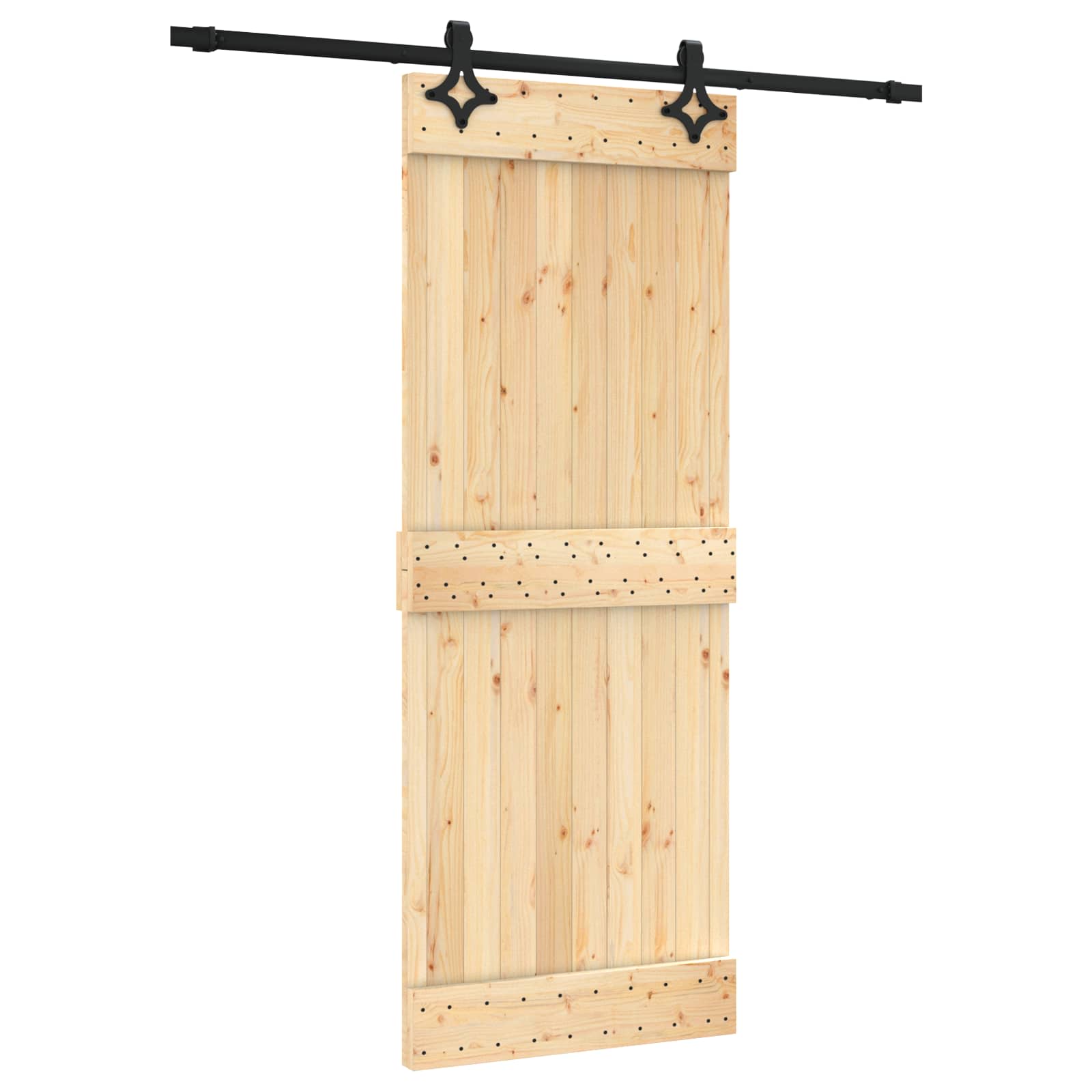 Συρόμενη Πόρτα Φυσικό και Μαύρο 80 x 210 cm - Pakobazaar