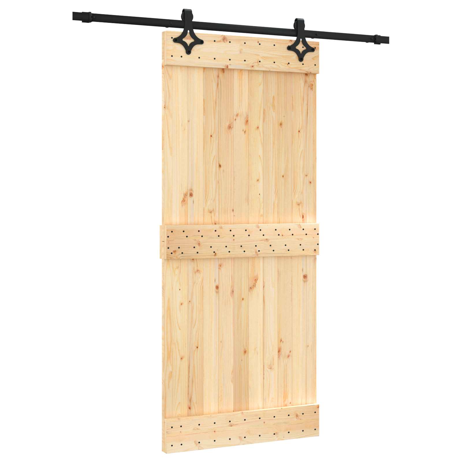 Συρόμενη Πόρτα Φυσικό και Μαύρο 90 x 210 cm - Pakobazaar