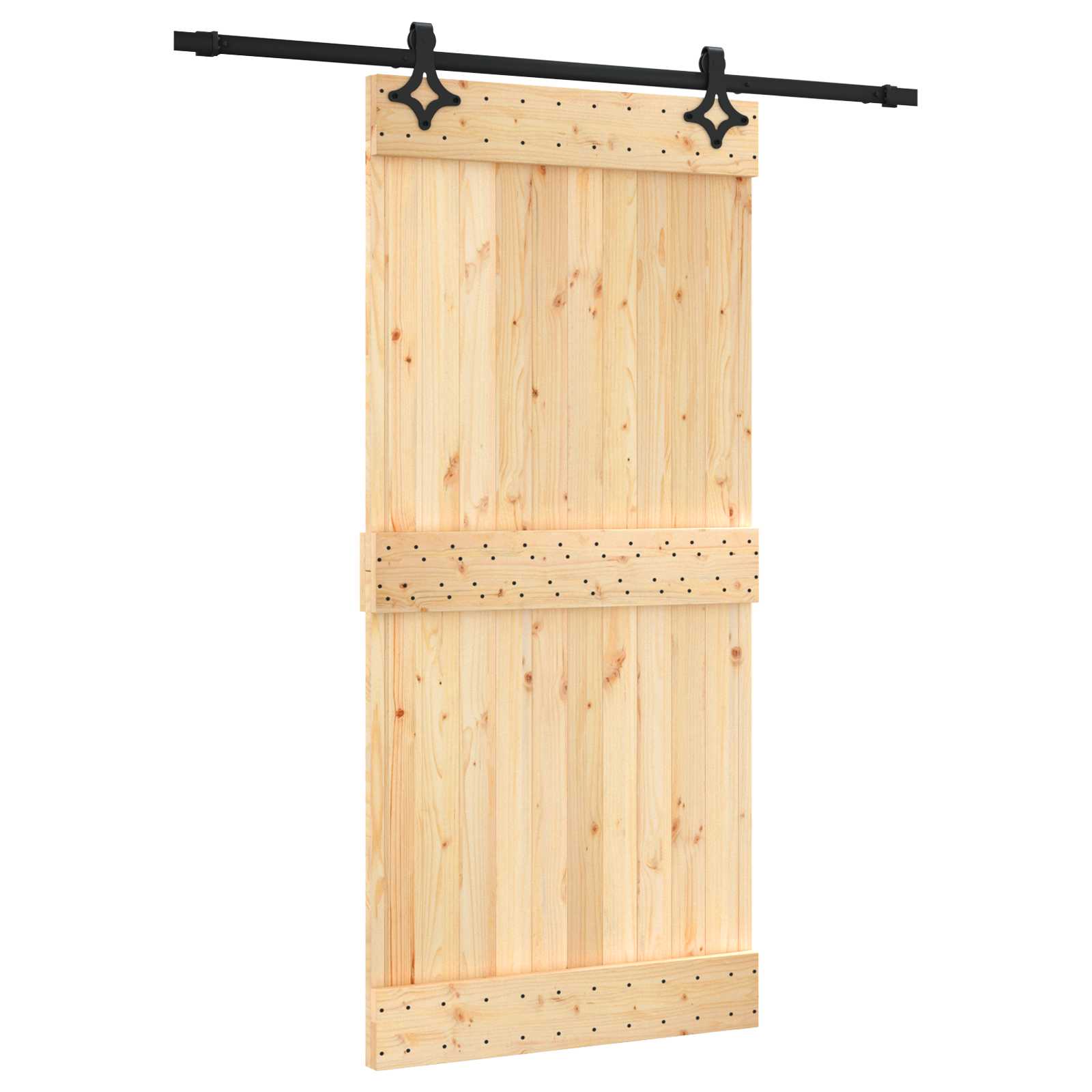 Συρόμενη Πόρτα Φυσικό και Μαύρο 95 x 210 cm - Pakobazaar
