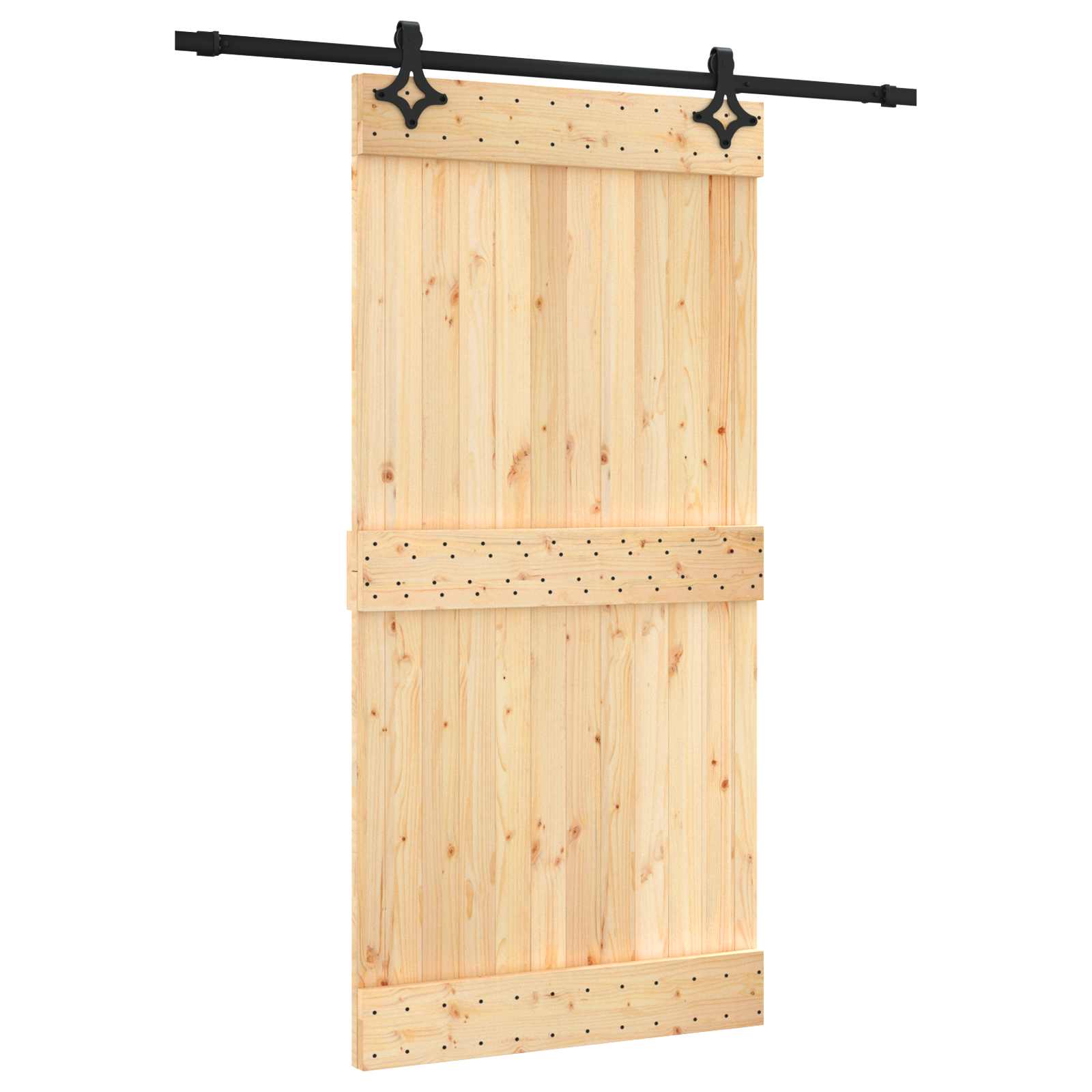 Συρόμενη Πόρτα Φυσικό και Μαύρο 100 x 210 cm - Pakobazaar
