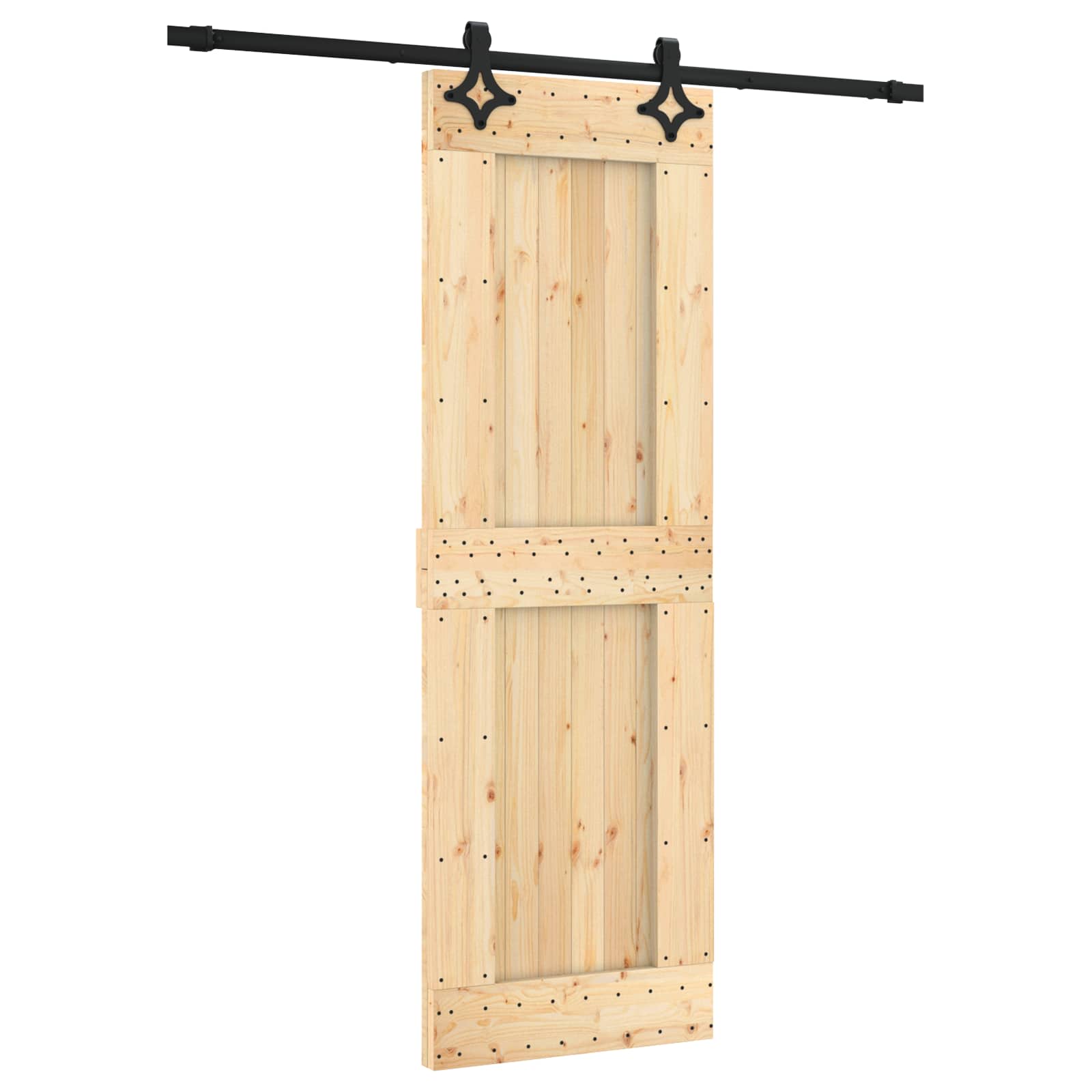 Συρόμενη Πόρτα Φυσικό και Μαύρο 70 x 210 cm - Pakobazaar