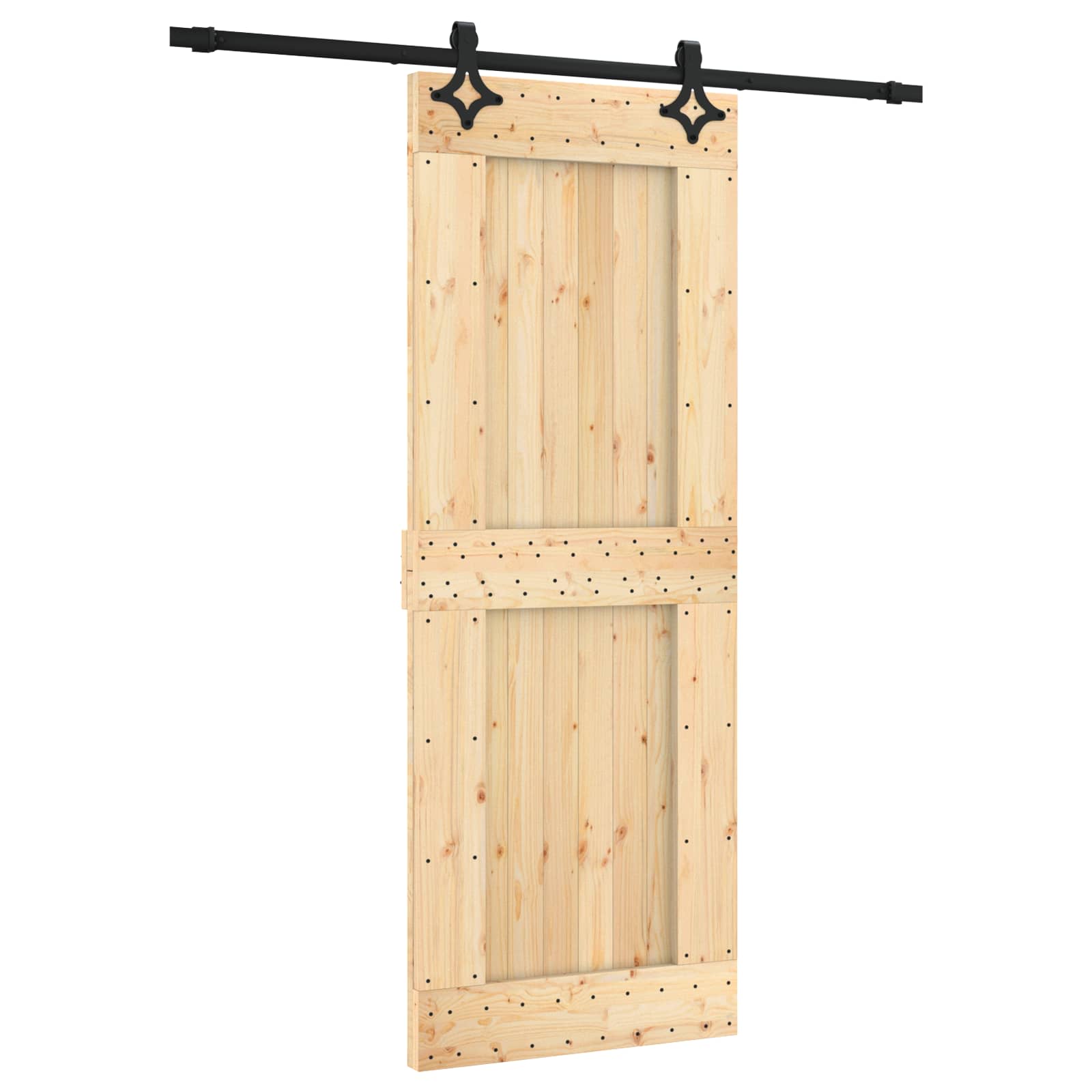 Συρόμενη Πόρτα Φυσικό και Μαύρο 80 x 210 cm - Pakobazaar