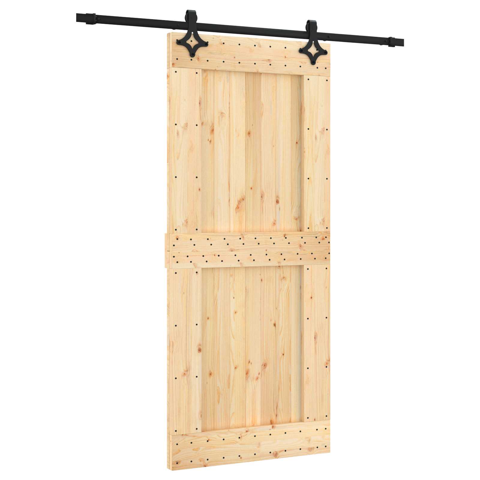 Συρόμενη Πόρτα Φυσικό και Μαύρο 90 x 210 cm - Pakobazaar