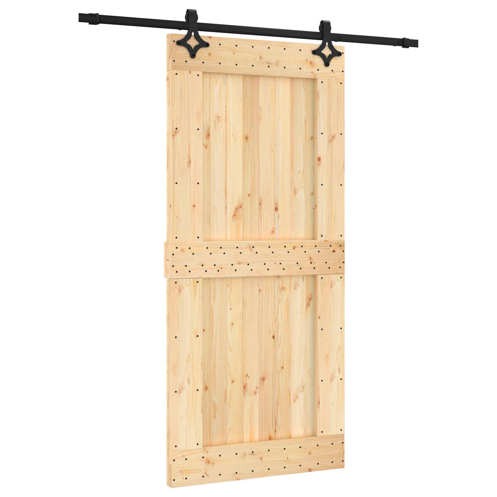 Συρόμενη Πόρτα Φυσικό και Μαύρο 95 x 210 cm - Pakobazaar