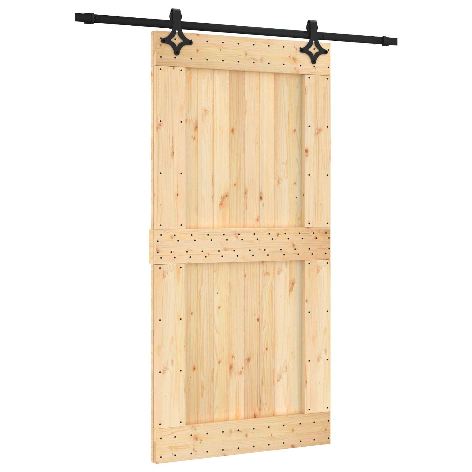 Συρόμενη Πόρτα Φυσικό και Μαύρο 100 x 210 cm - Pakobazaar