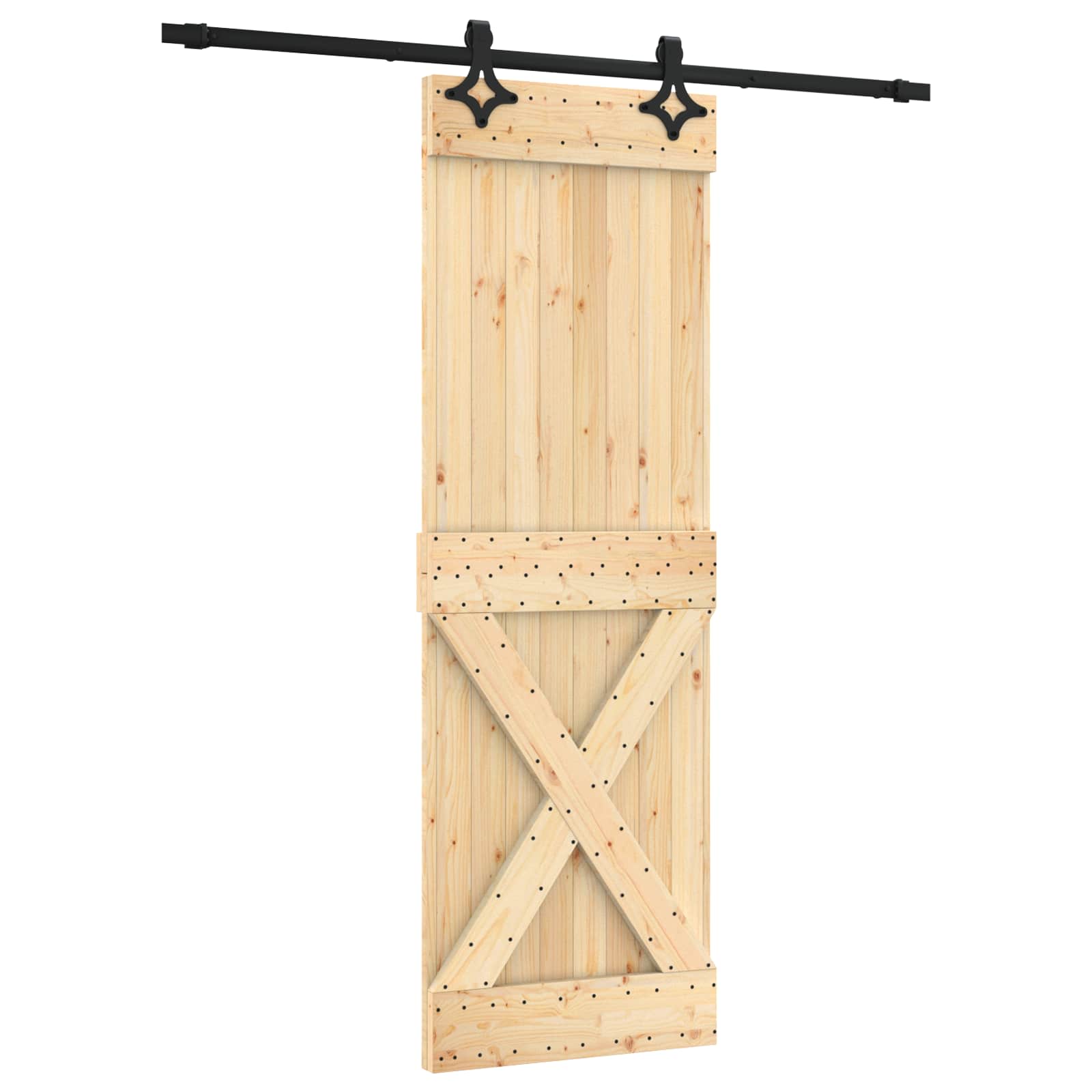 Συρόμενη Πόρτα Φυσικό και Μαύρο 70 x 210 cm - Pakobazaar