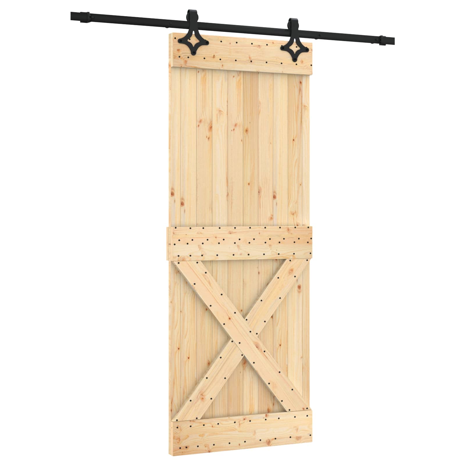 Συρόμενη Πόρτα Φυσικό και Μαύρο 80 x 210 cm - Pakobazaar
