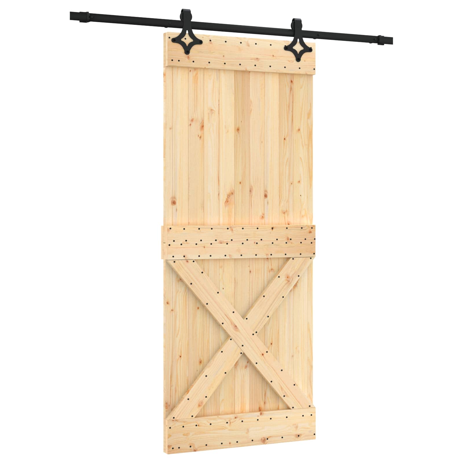 Συρόμενη Πόρτα Φυσικό και Μαύρο 85 x 210 cm - Pakobazaar