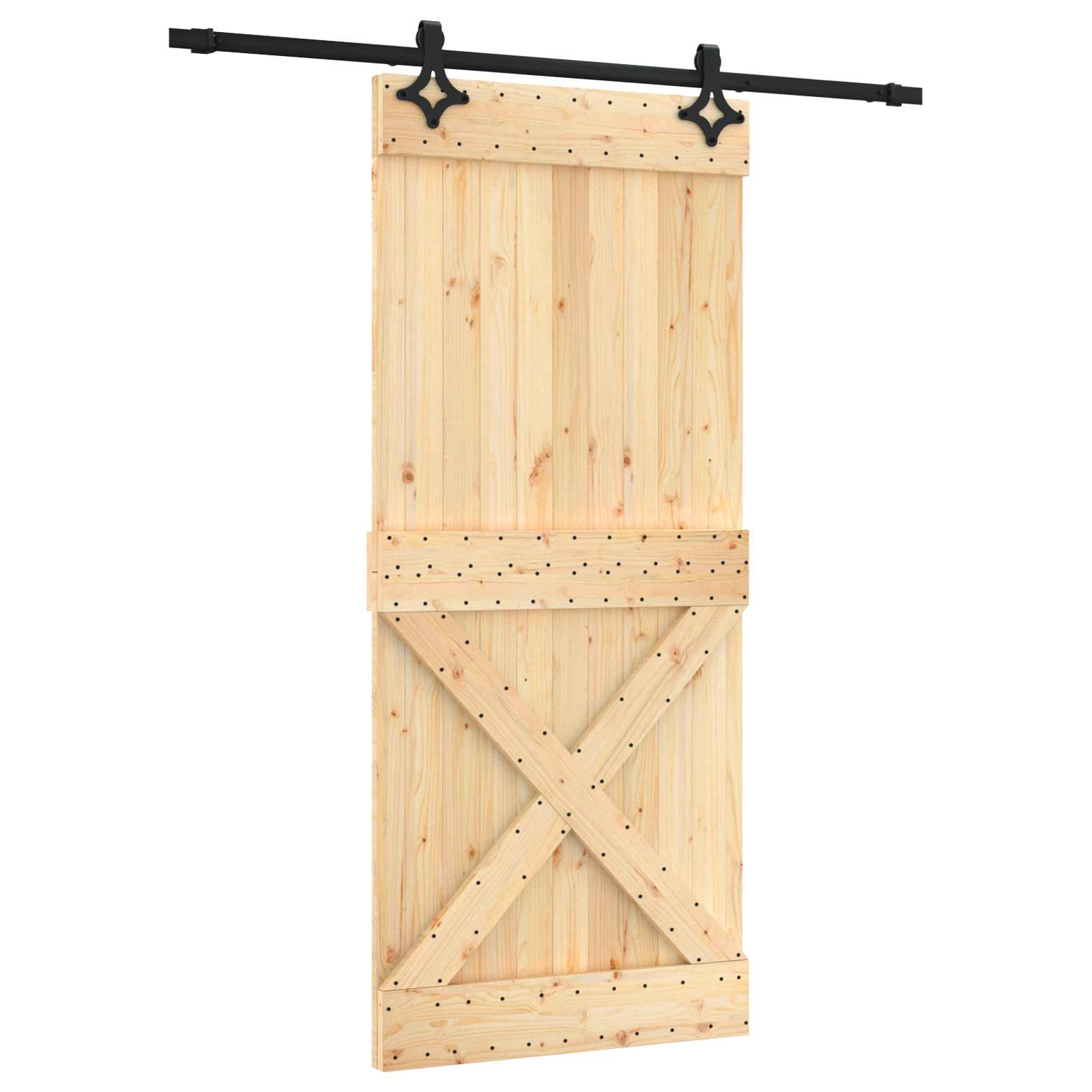 Συρόμενη Πόρτα Φυσικό και Μαύρο 90 x 210 cm - Pakobazaar