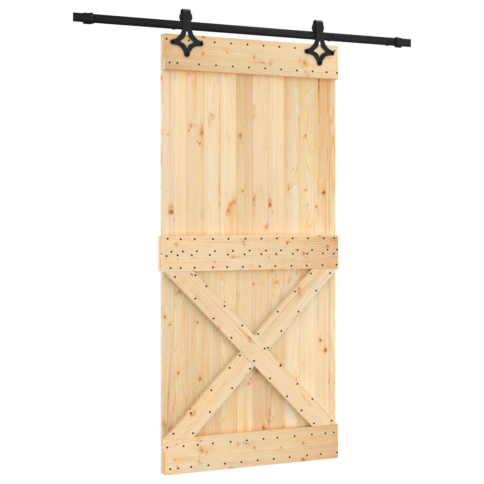 Συρόμενη Πόρτα Φυσικό και Μαύρο 95 x 210 cm - Pakobazaar