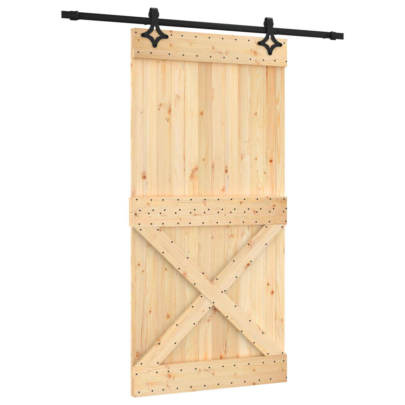 Συρόμενη Πόρτα Φυσικό και Μαύρο 100 x 210 cm - Pakobazaar