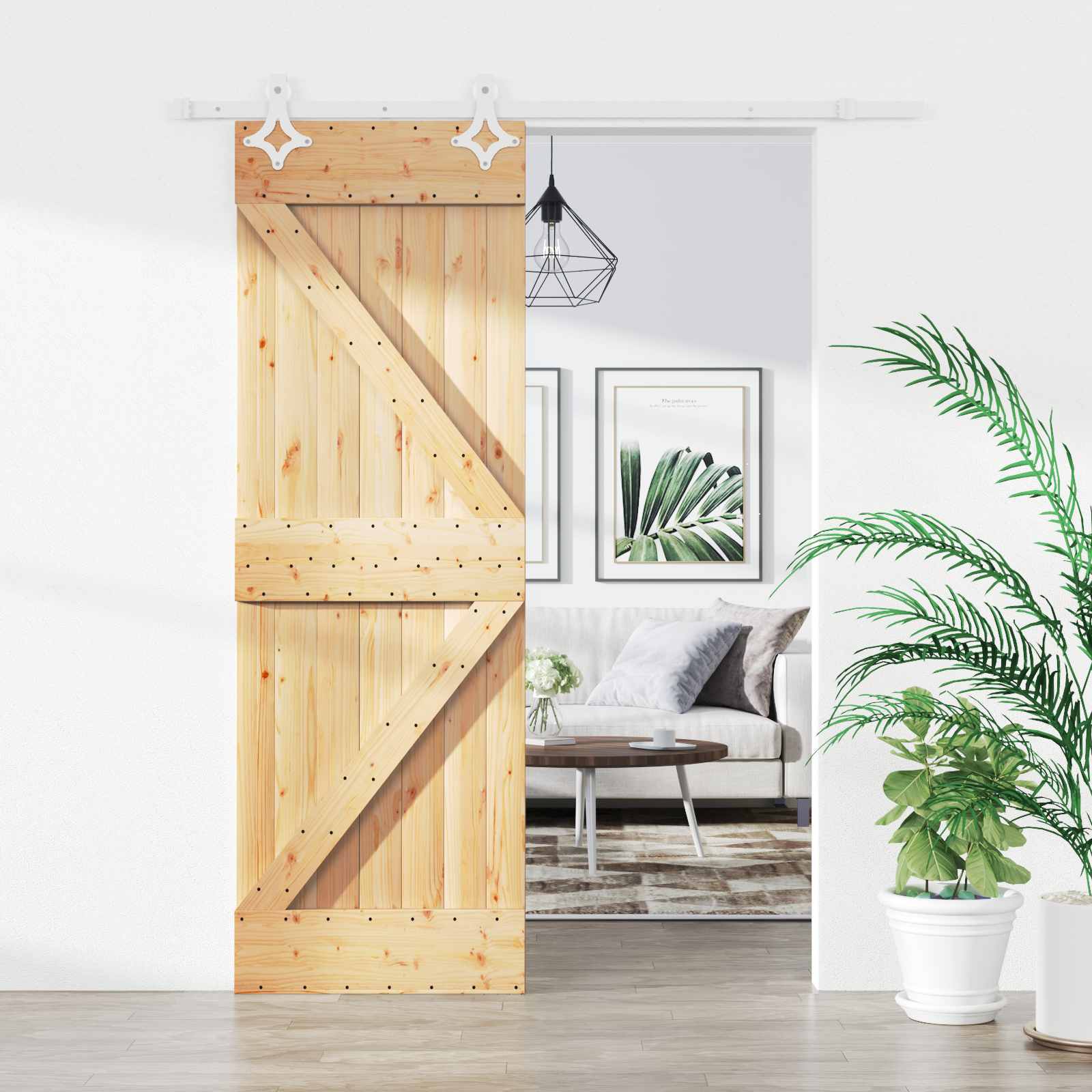Συρόμενη Πόρτα Φυσικό και Λευκό 70 x 210 cm - Pakobazaar