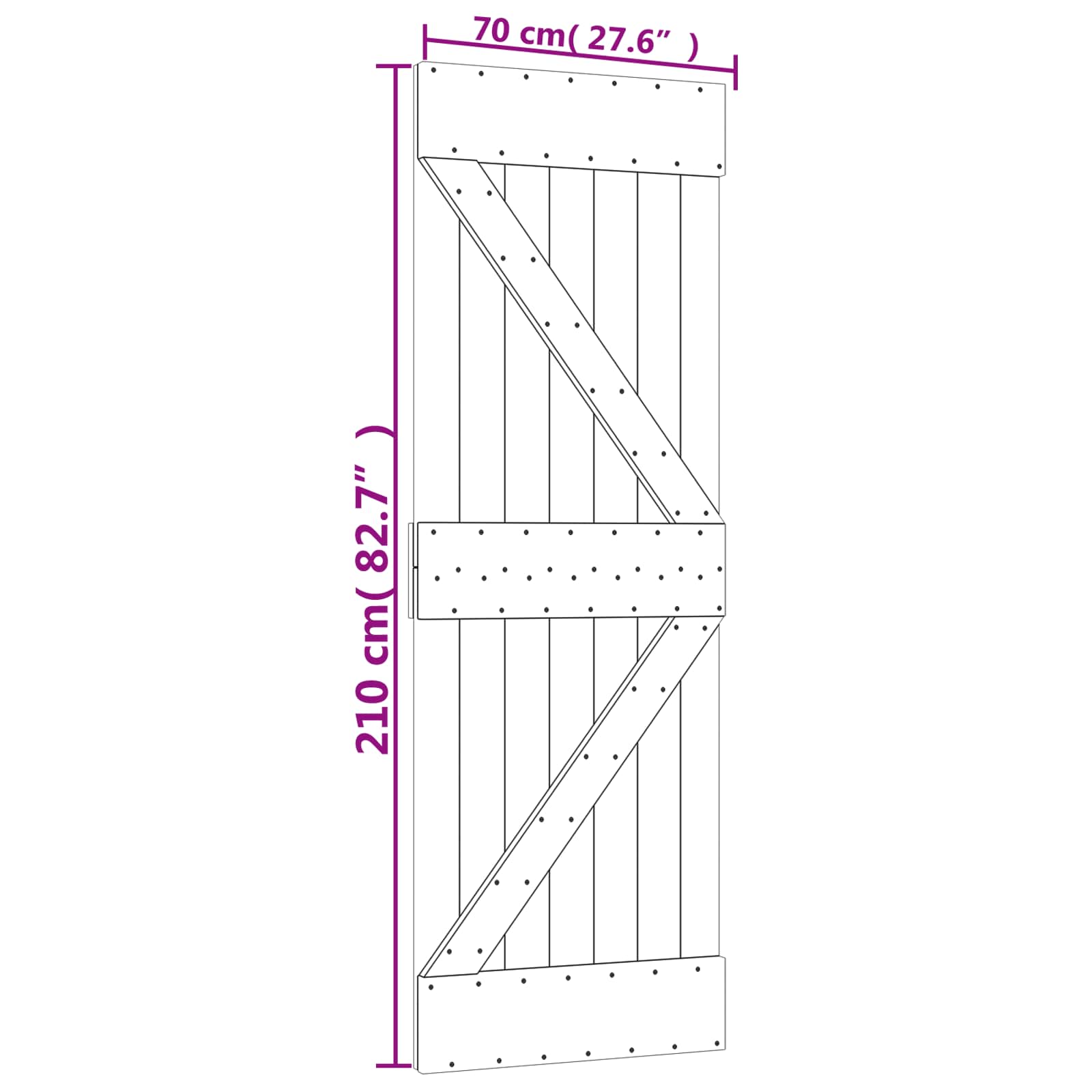 Συρόμενη Πόρτα Φυσικό και Λευκό 70 x 210 cm - Pakobazaar