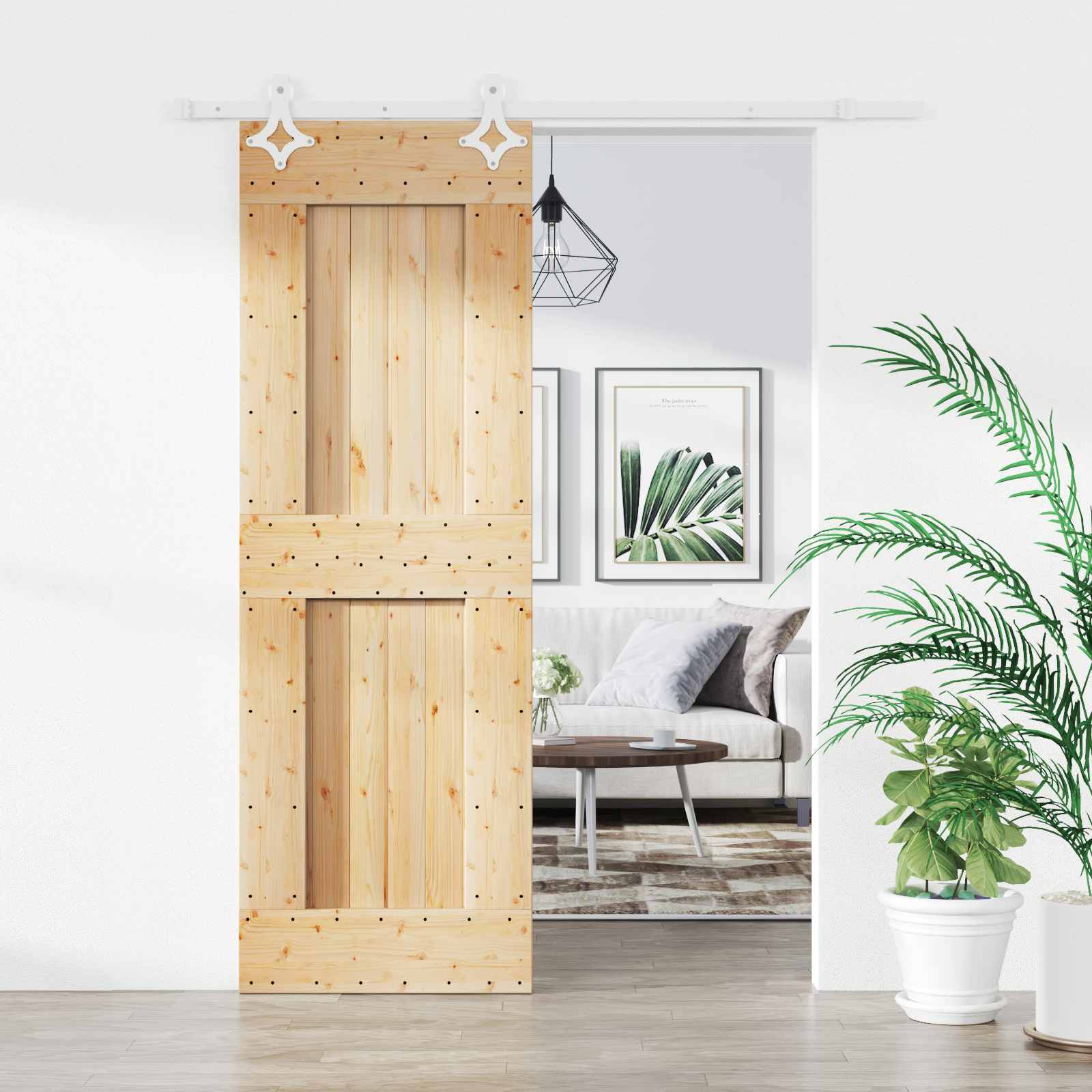 Συρόμενη Πόρτα Φυσικό και Λευκό 70 x 210 cm - Pakobazaar