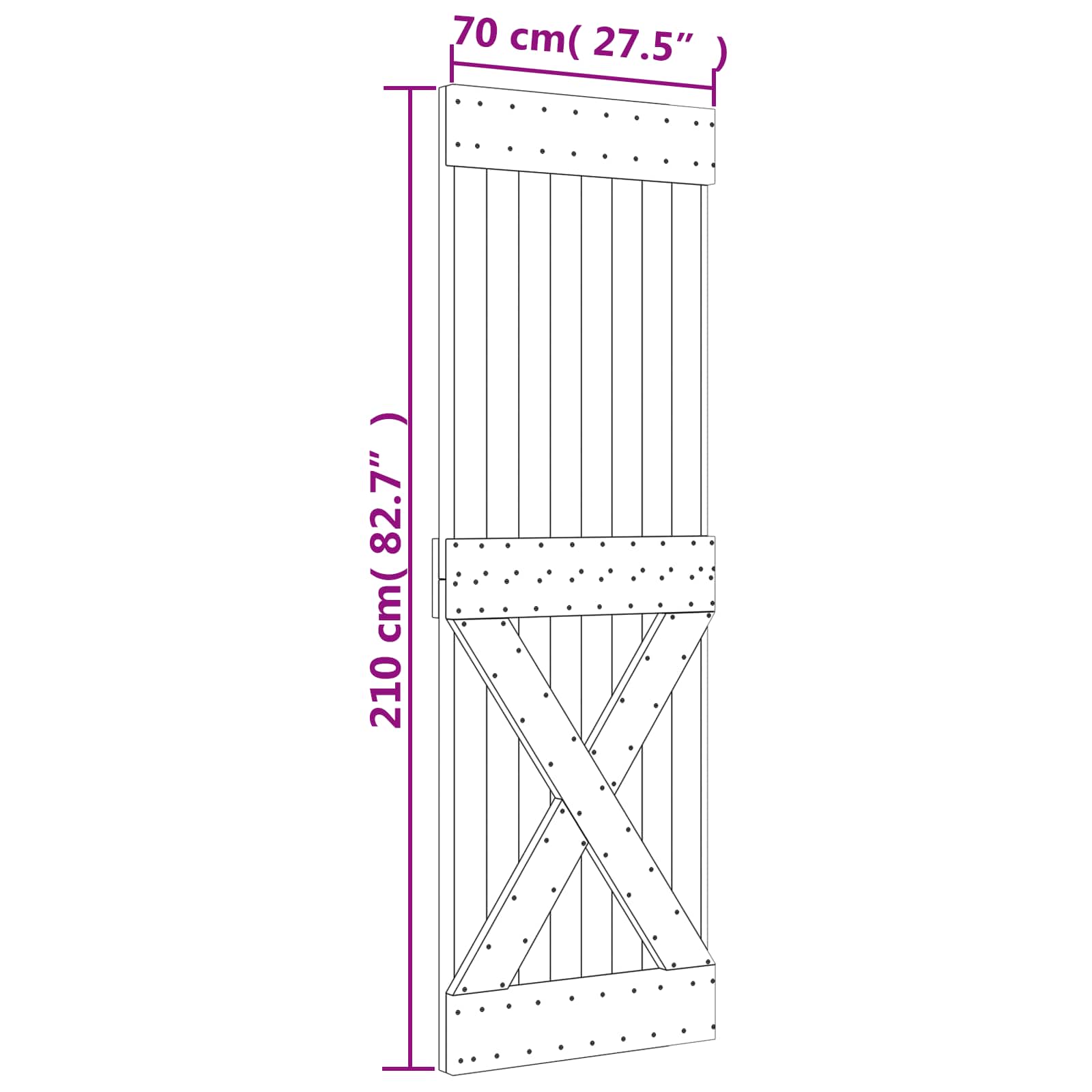 Συρόμενη Πόρτα Φυσικό και Λευκό 70 x 210 cm - Pakobazaar