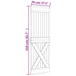 Συρόμενη Πόρτα Φυσικό και Λευκό 70 x 210 cm - Pakobazaar