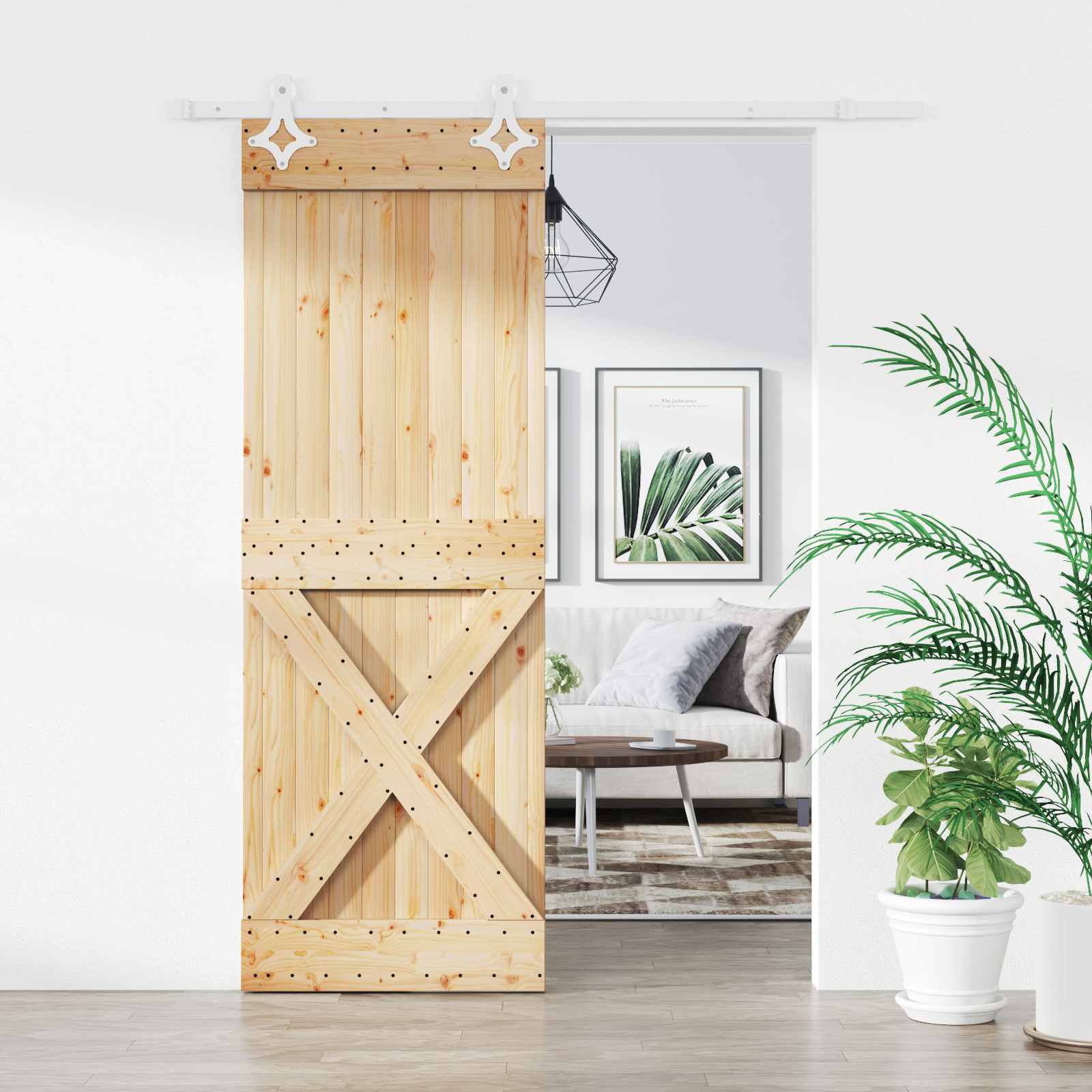 Συρόμενη Πόρτα Φυσικό και Λευκό 80 x 210 cm - Pakobazaar