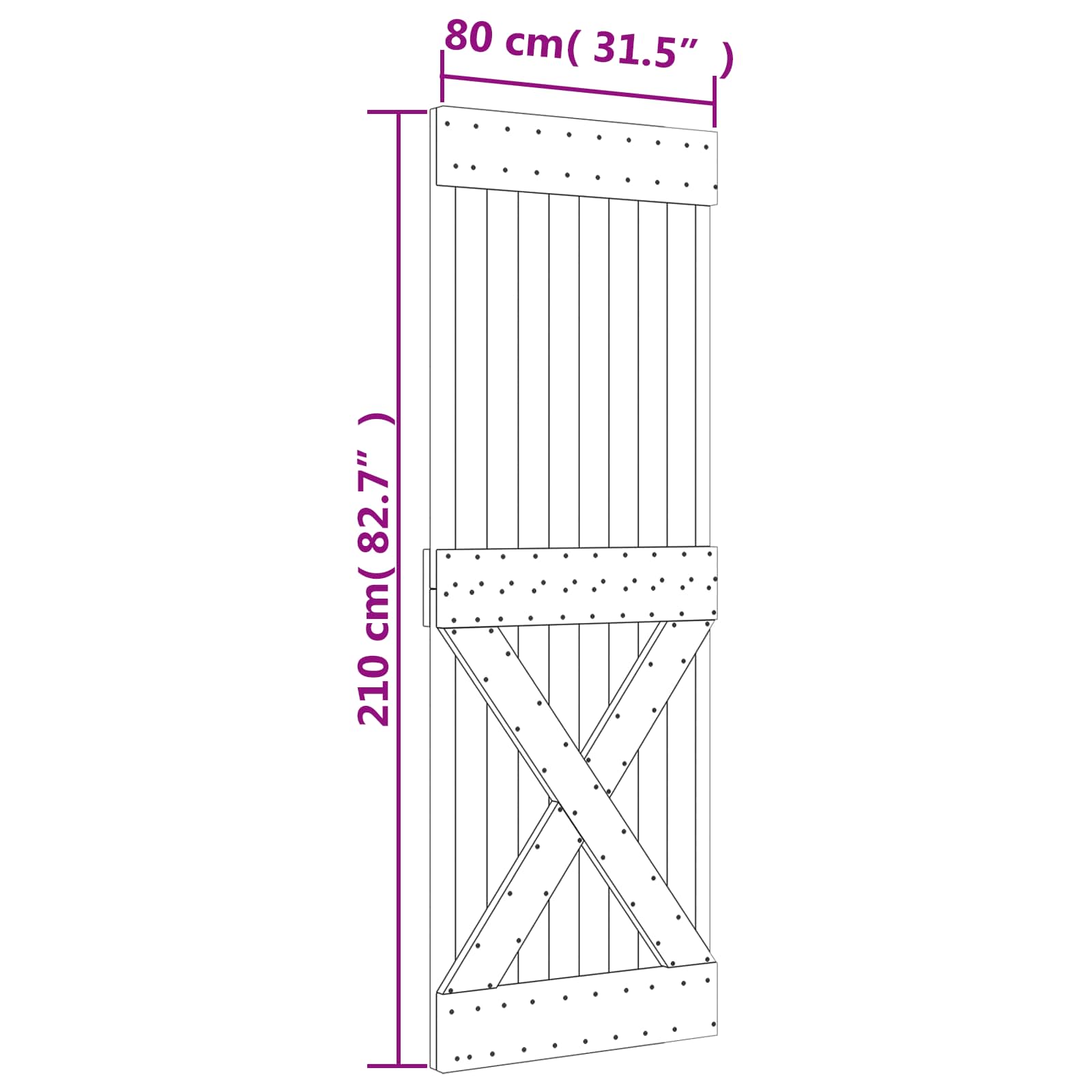 Συρόμενη Πόρτα Φυσικό και Λευκό 80 x 210 cm - Pakobazaar