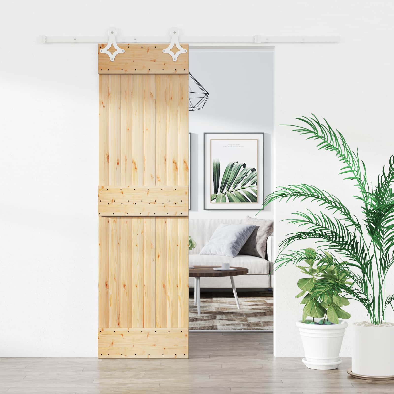 Συρόμενη Πόρτα Φυσικό και Λευκό 70 x 210 cm - Pakobazaar