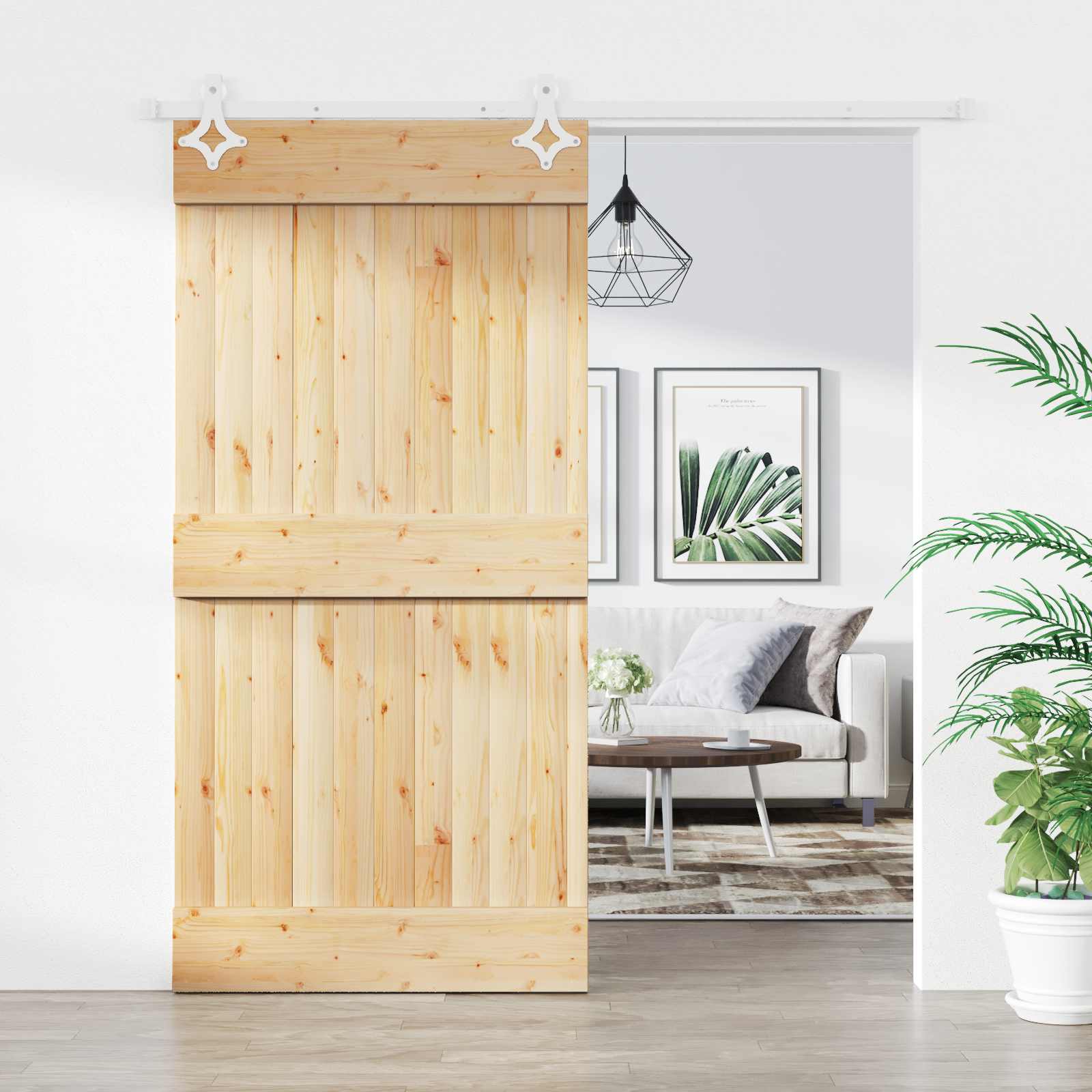 Συρόμενη Πόρτα Φυσικό και Λευκό 100 x 210 cm - Pakobazaar