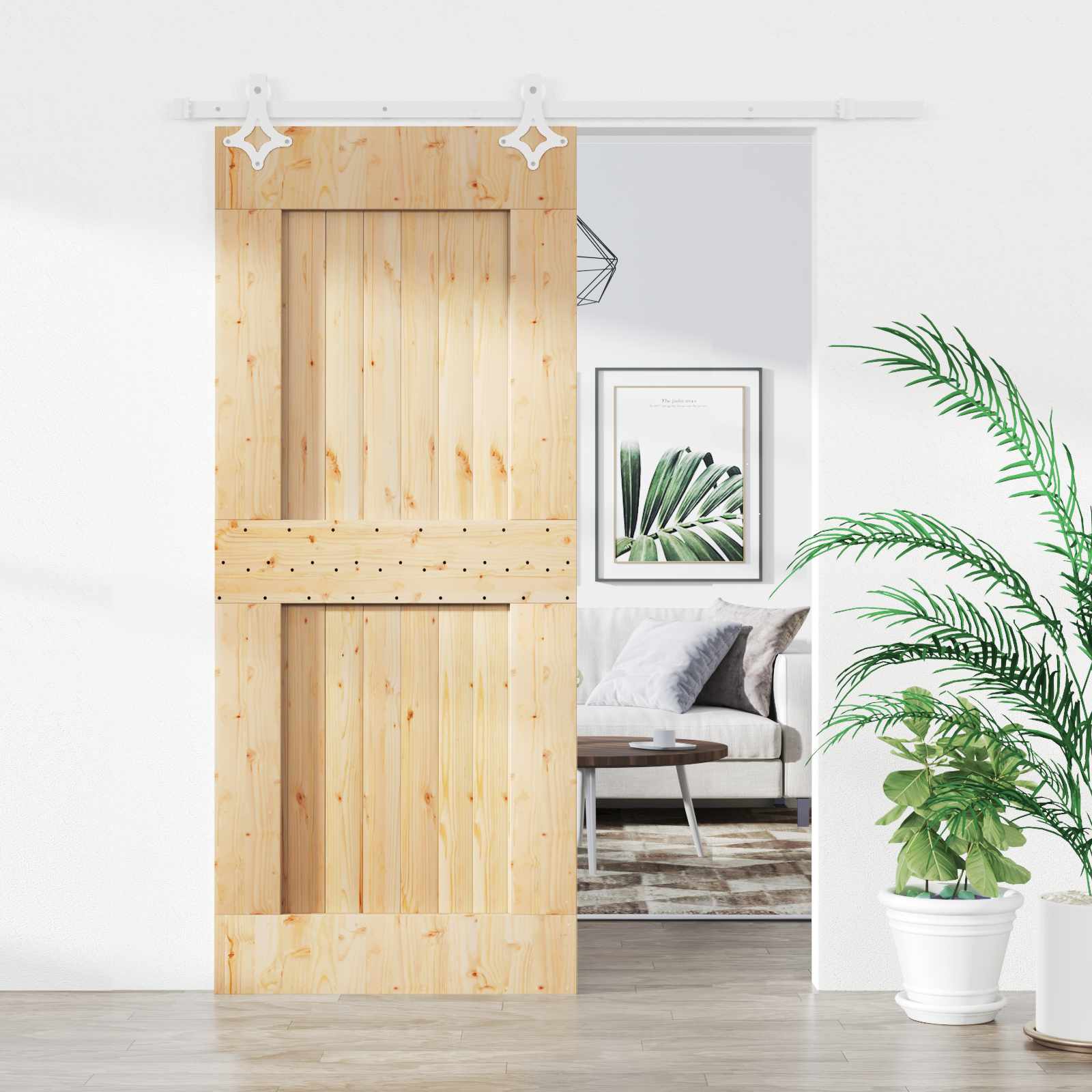 Συρόμενη Πόρτα Φυσικό και Λευκό 85 x 210 cm - Pakobazaar