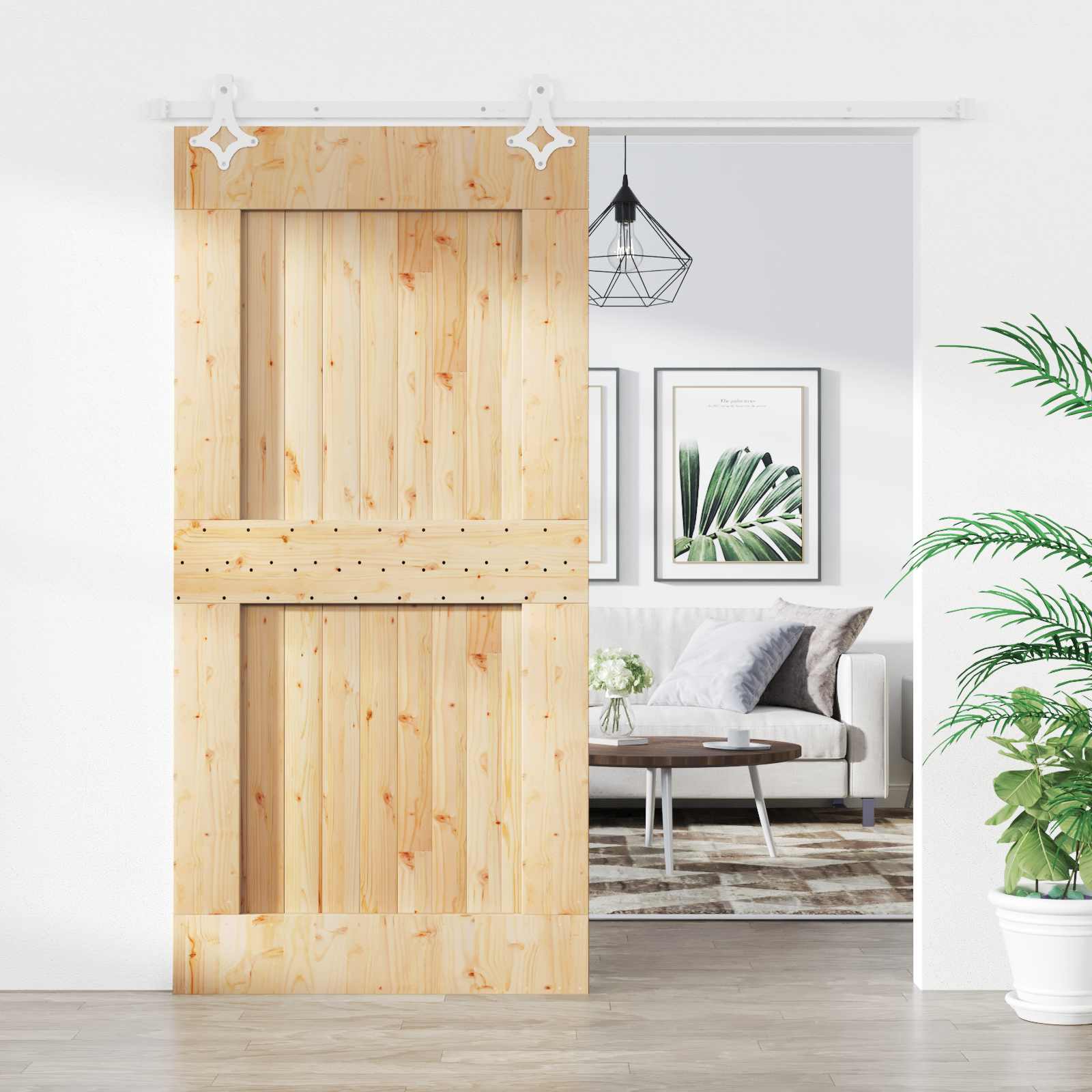 Συρόμενη Πόρτα Φυσικό και Λευκό 100 x 210 cm - Pakobazaar