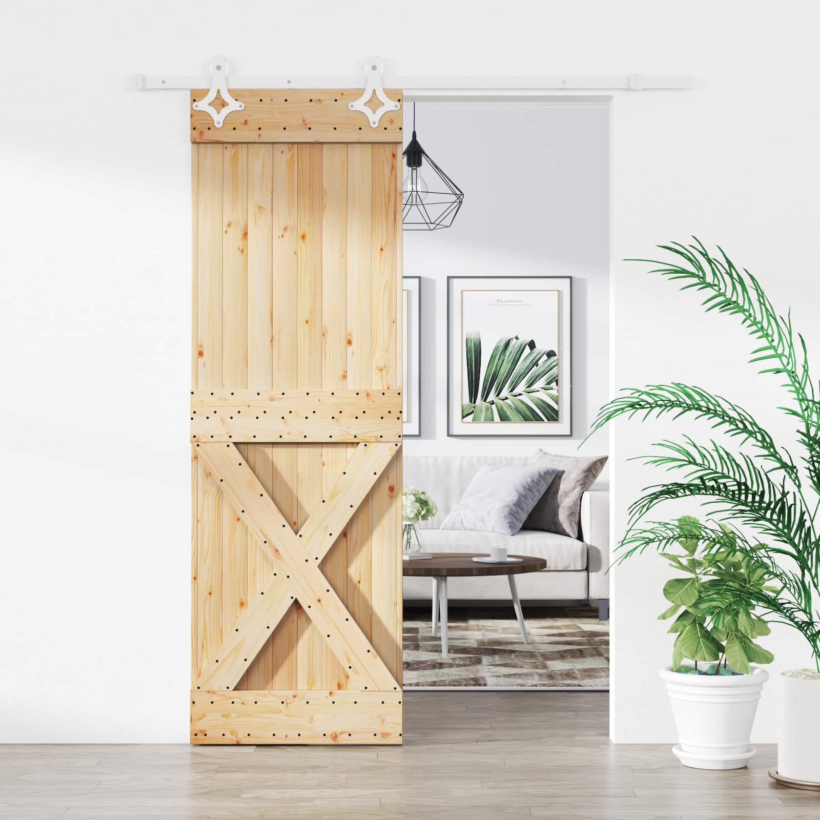 Συρόμενη Πόρτα Φυσικό και Λευκό 70 x 210 cm - Pakobazaar