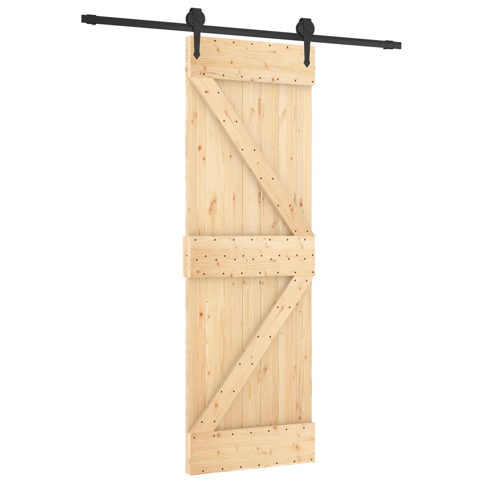 Συρόμενη Πόρτα Φυσικό και Μαύρο 70 x 210 cm - Pakobazaar