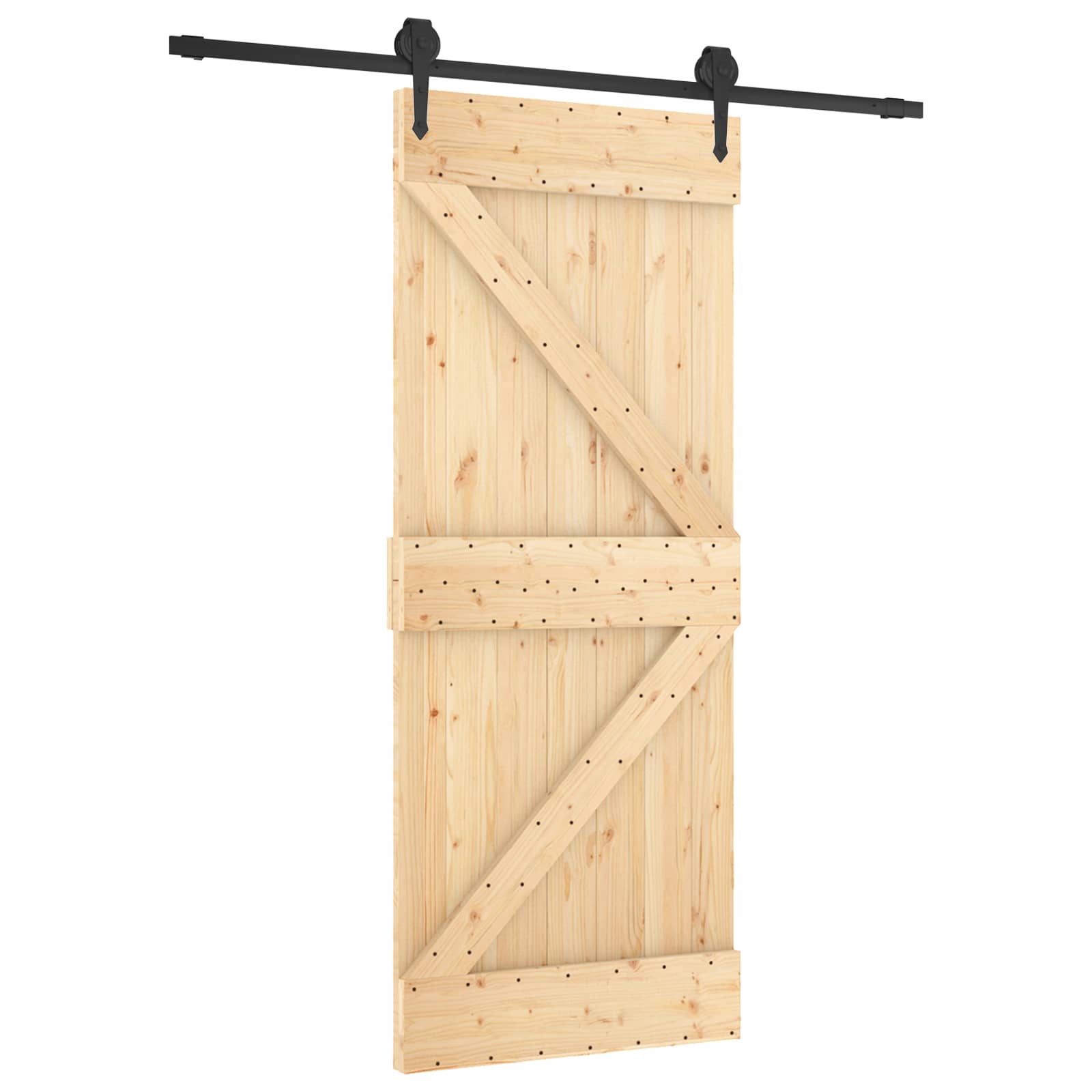 Συρόμενη Πόρτα Φυσικό και Μαύρο 85 x 210 cm - Pakobazaar
