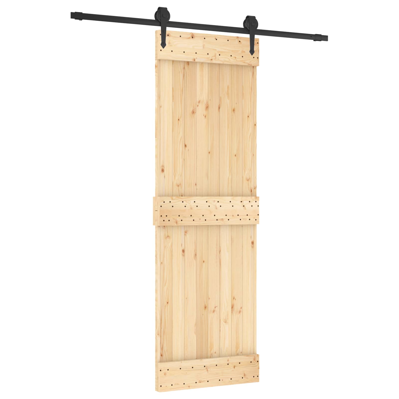 Συρόμενη Πόρτα Φυσικό και Μαύρο 70 x 210 cm - Pakobazaar