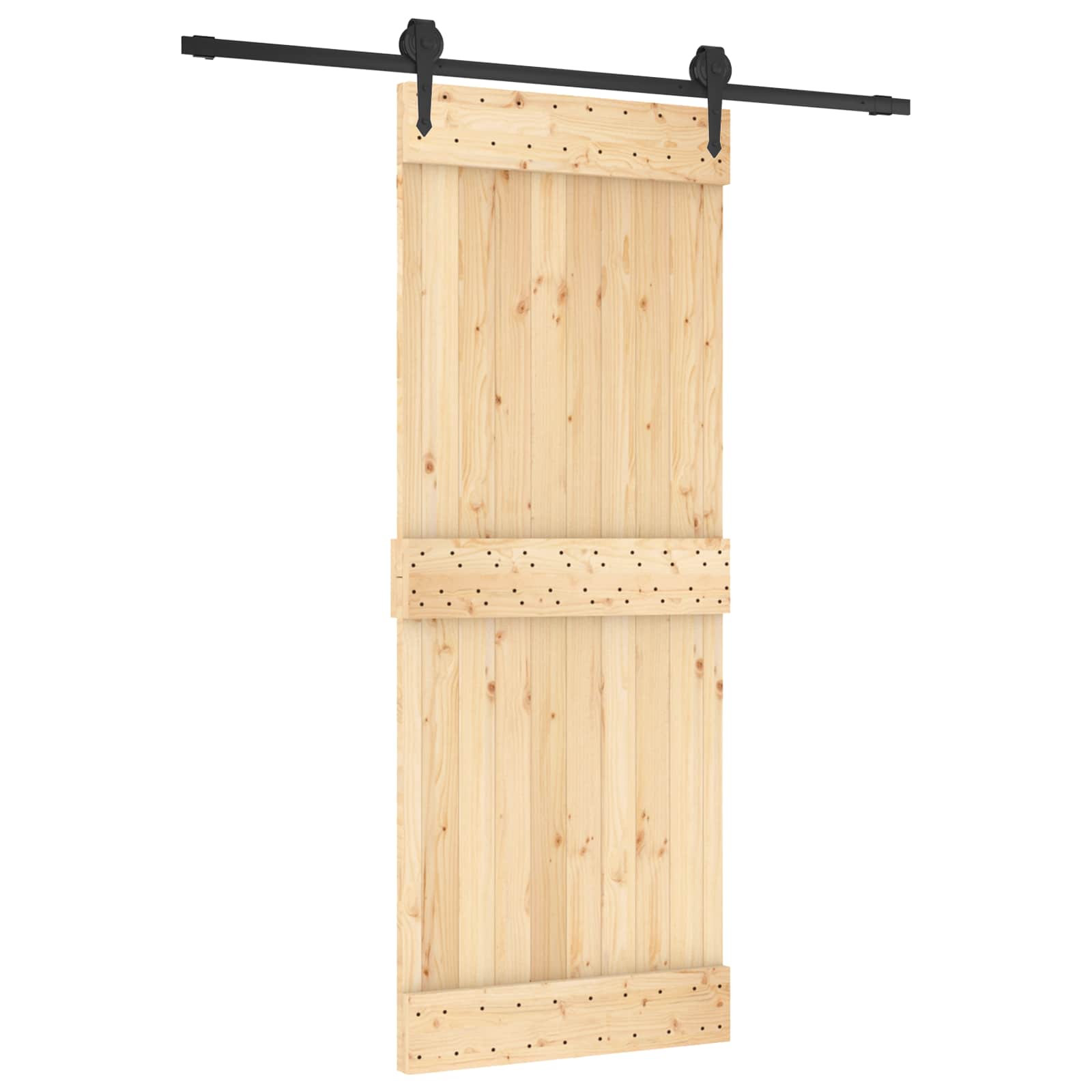 Συρόμενη Πόρτα Φυσικό και Μαύρο 80 x 210 cm - Pakobazaar