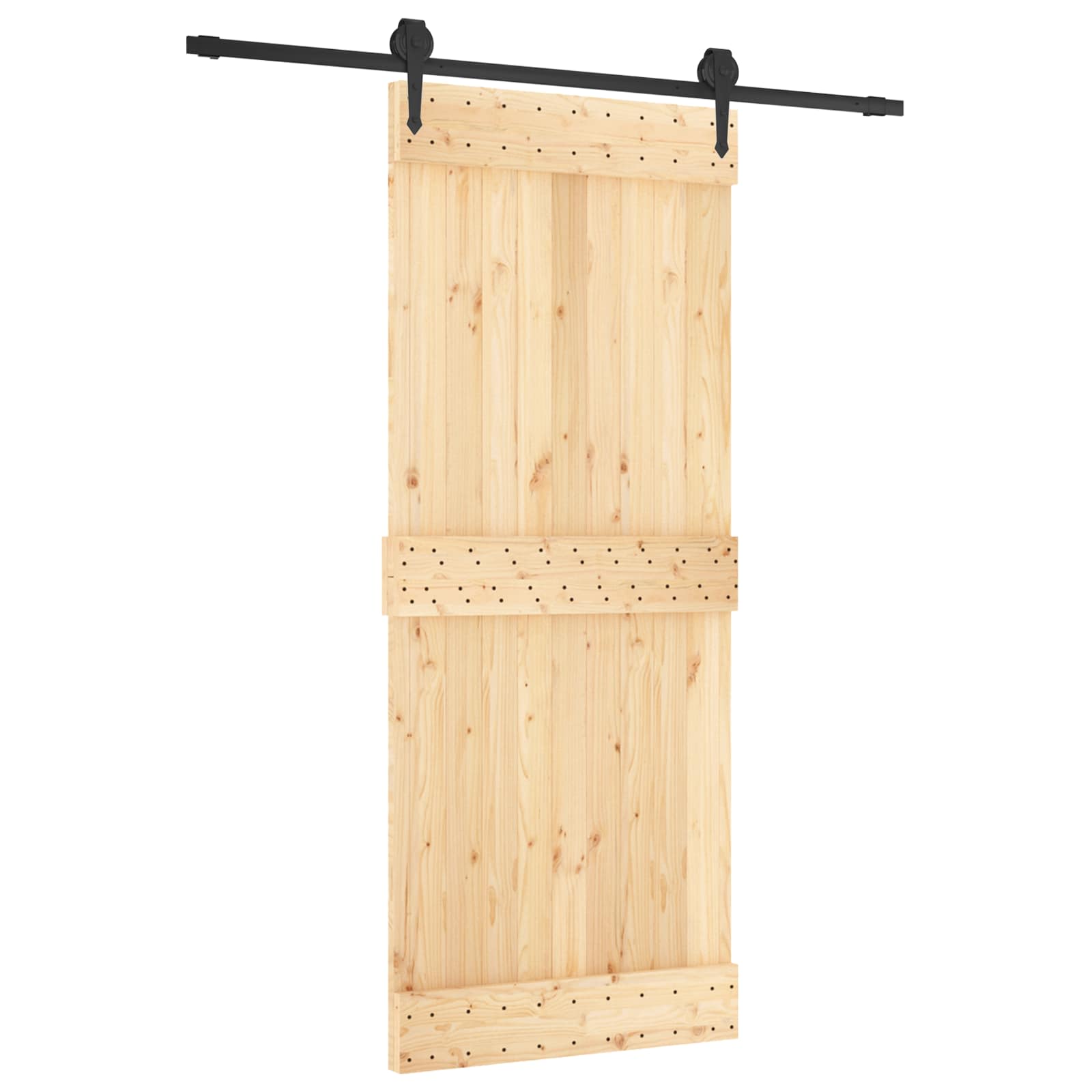 Συρόμενη Πόρτα Φυσικό και Μαύρο 85 x 210 cm - Pakobazaar