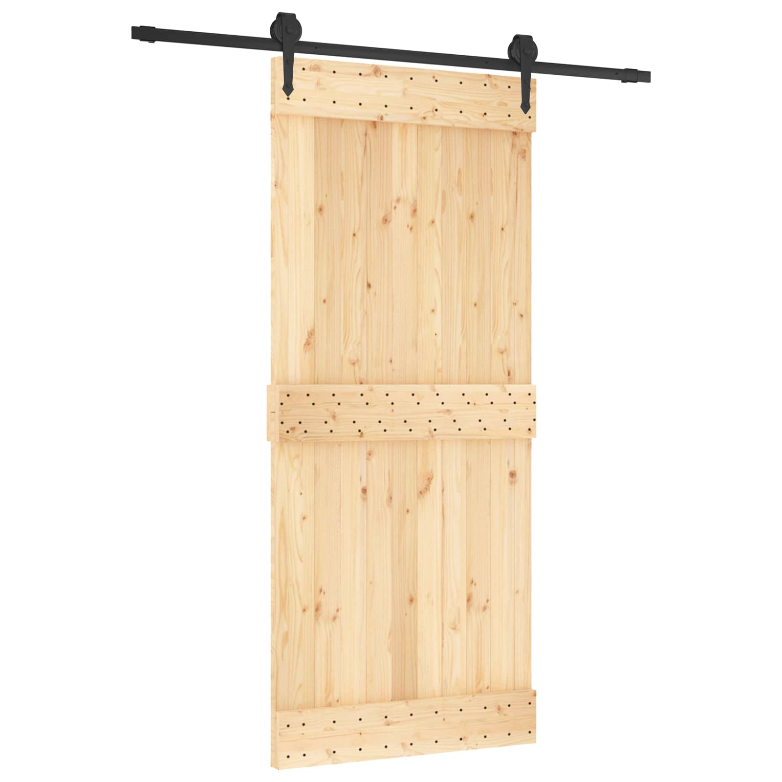 Συρόμενη Πόρτα Φυσικό και Μαύρο 90 x 210 cm