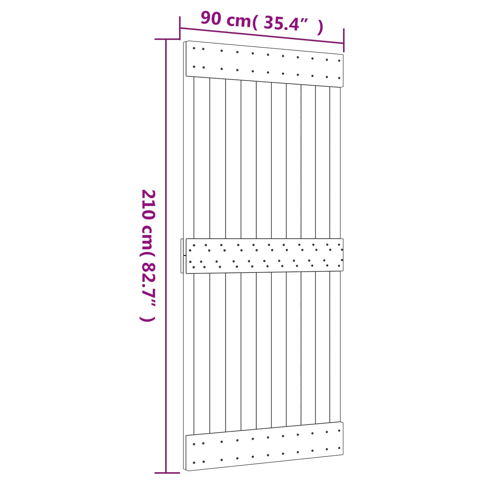 Συρόμενη Πόρτα Φυσικό και Μαύρο 90 x 210 cm