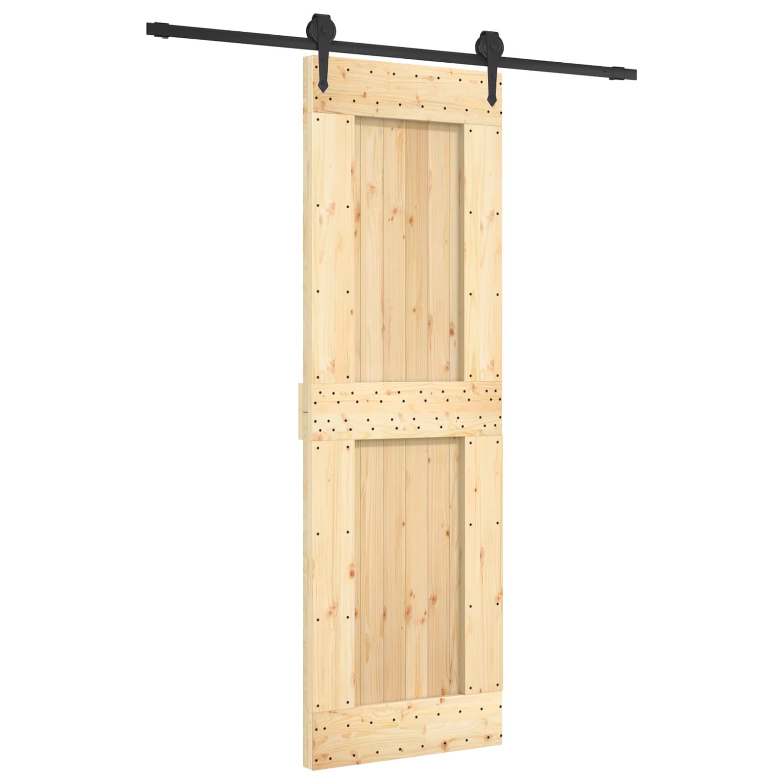 Συρόμενη Πόρτα Φυσικό και Μαύρο 70 x 210 cm - Pakobazaar