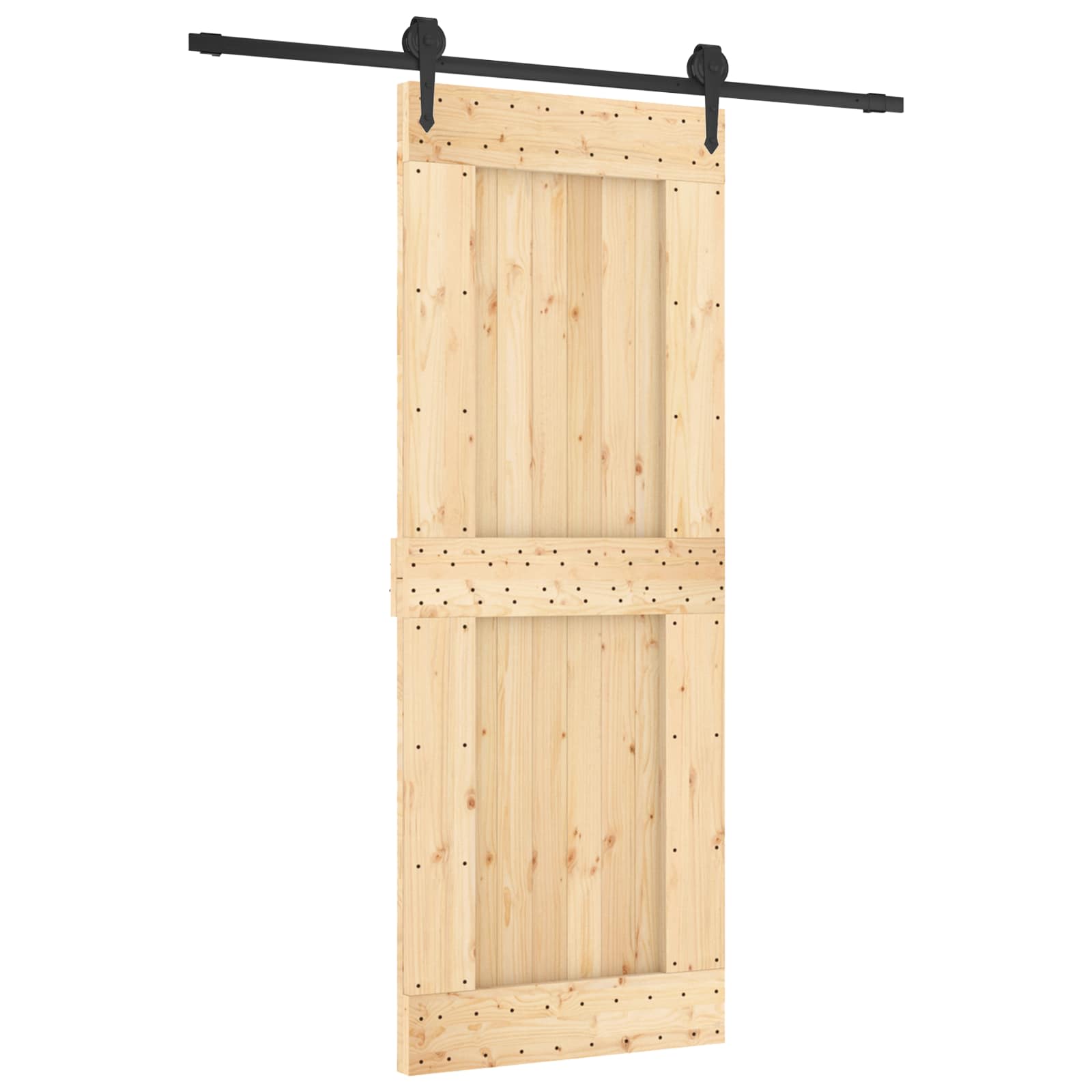 Συρόμενη Πόρτα Φυσικό και Μαύρο 80 x 210 cm