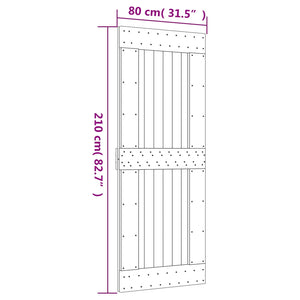 Συρόμενη Πόρτα Φυσικό και Μαύρο 80 x 210 cm
